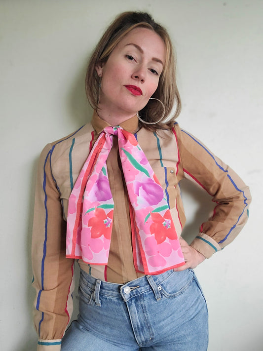 The Vera Floral 1970s Vintage Scarf