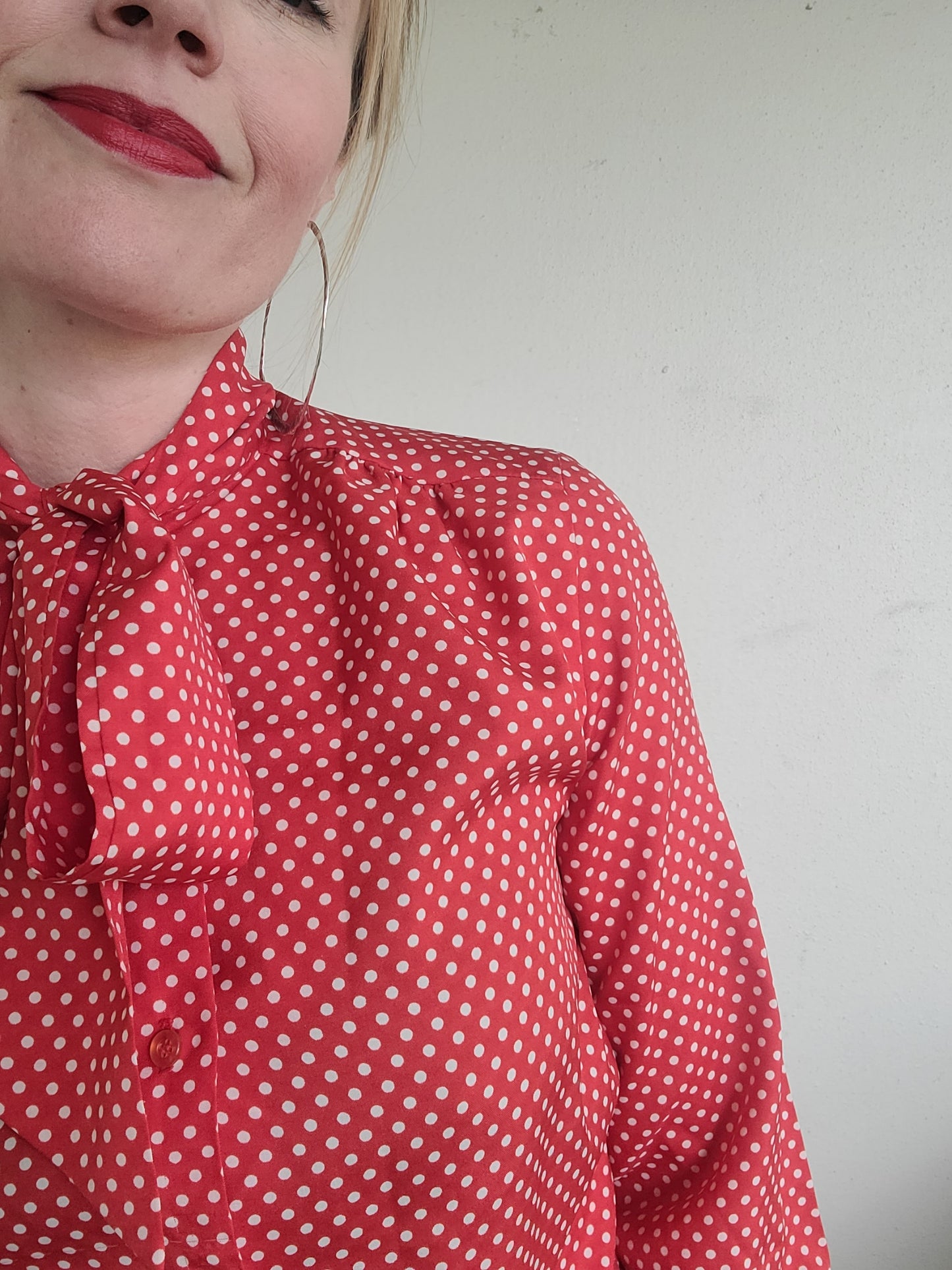 The Cowgirl Saturday Polka Dot Ascot Tie Blouse M