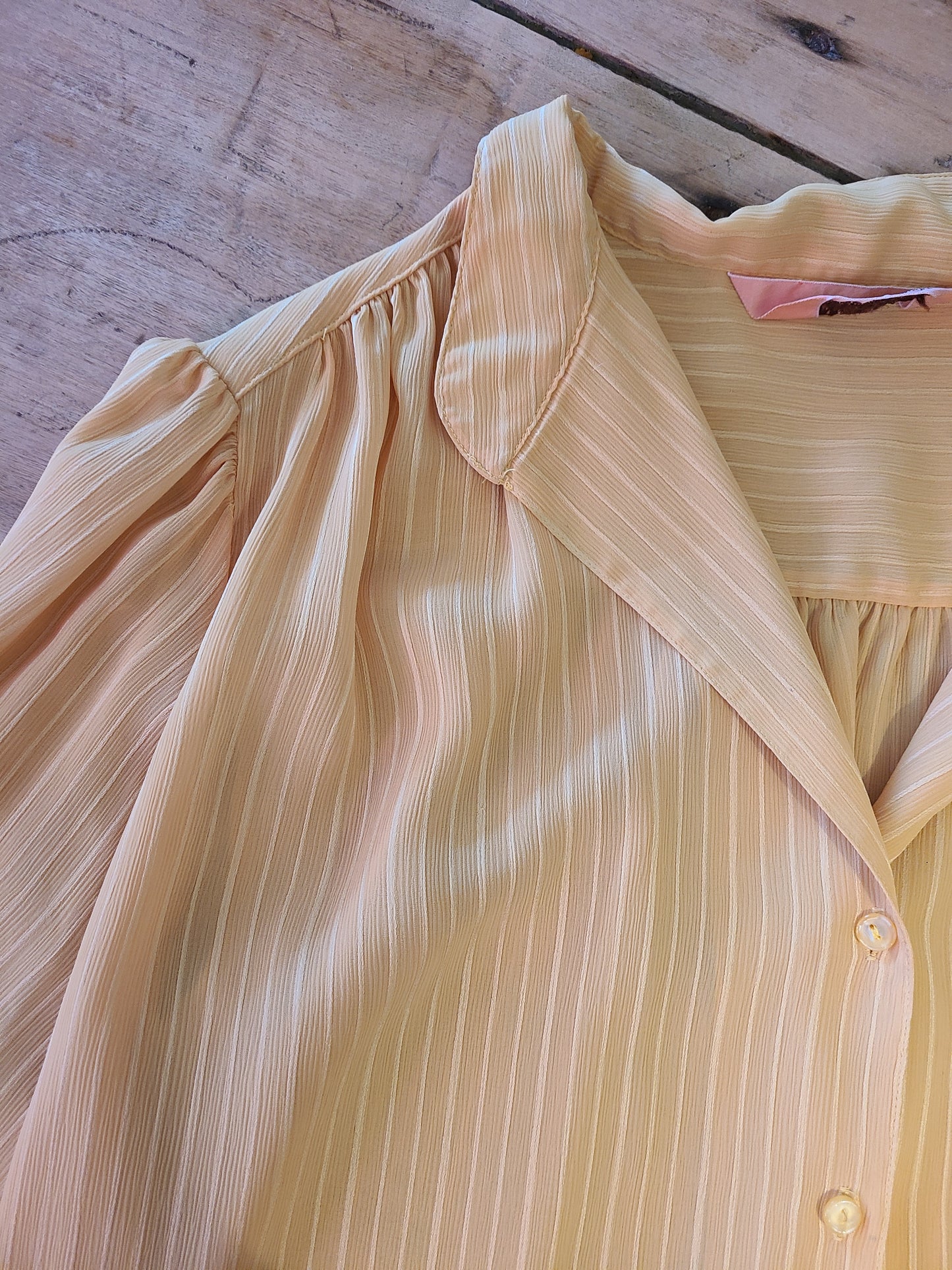 The Aziza Vintage Sheer Mustard Blouse L-XL