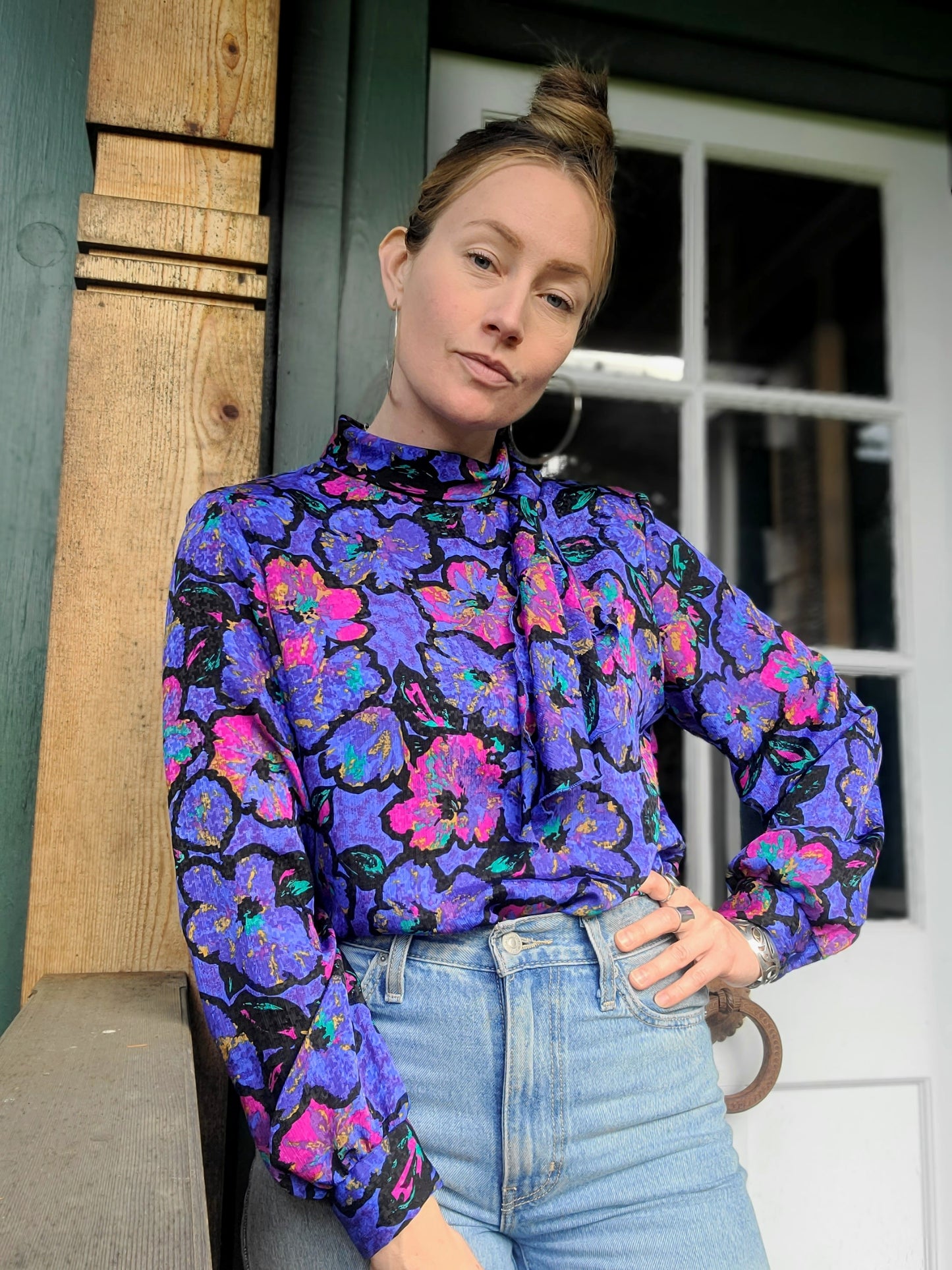 The Dalila Vintage Floral 1980s Blouse M