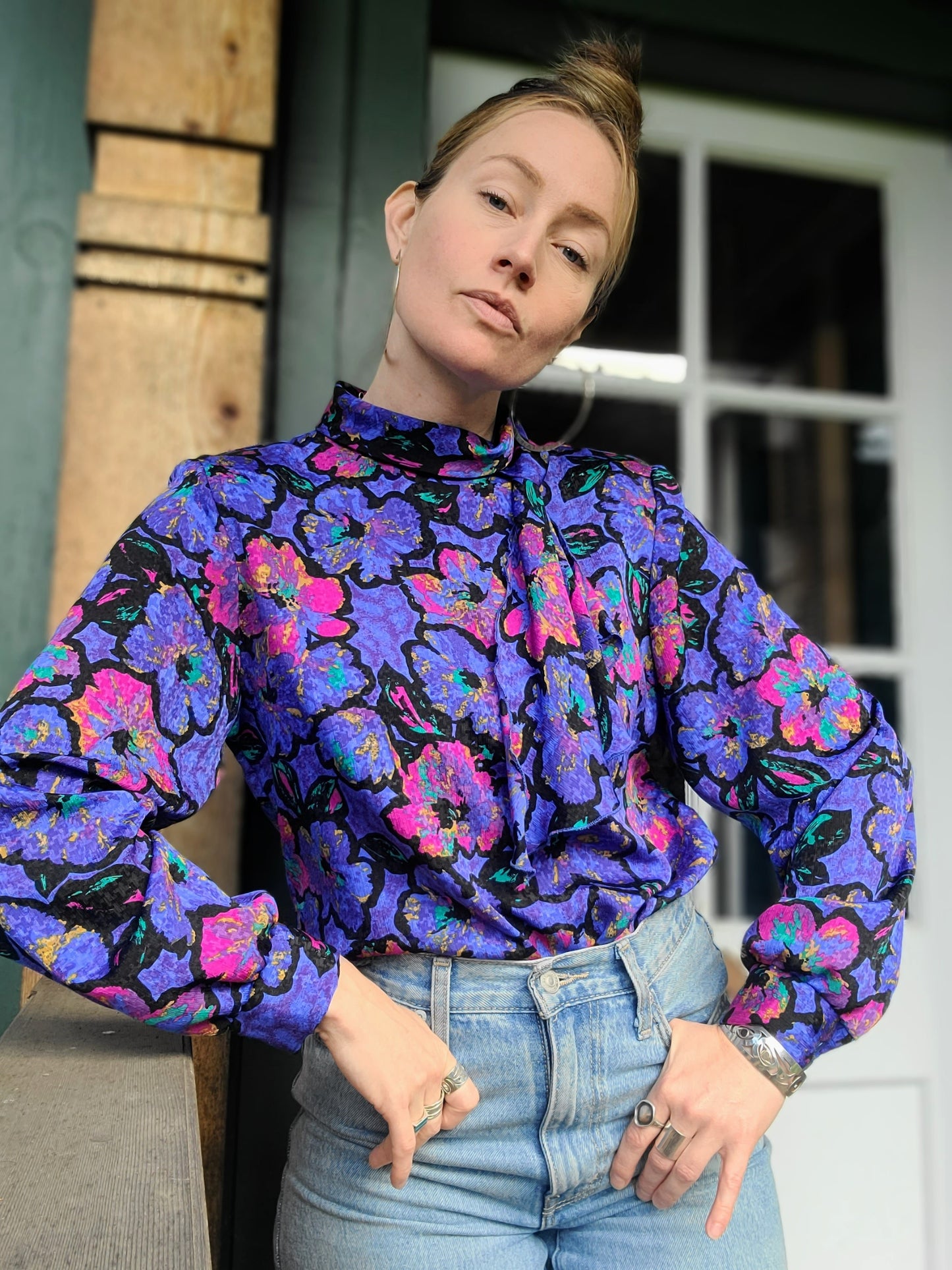 The Dalila Vintage Floral 1980s Blouse M