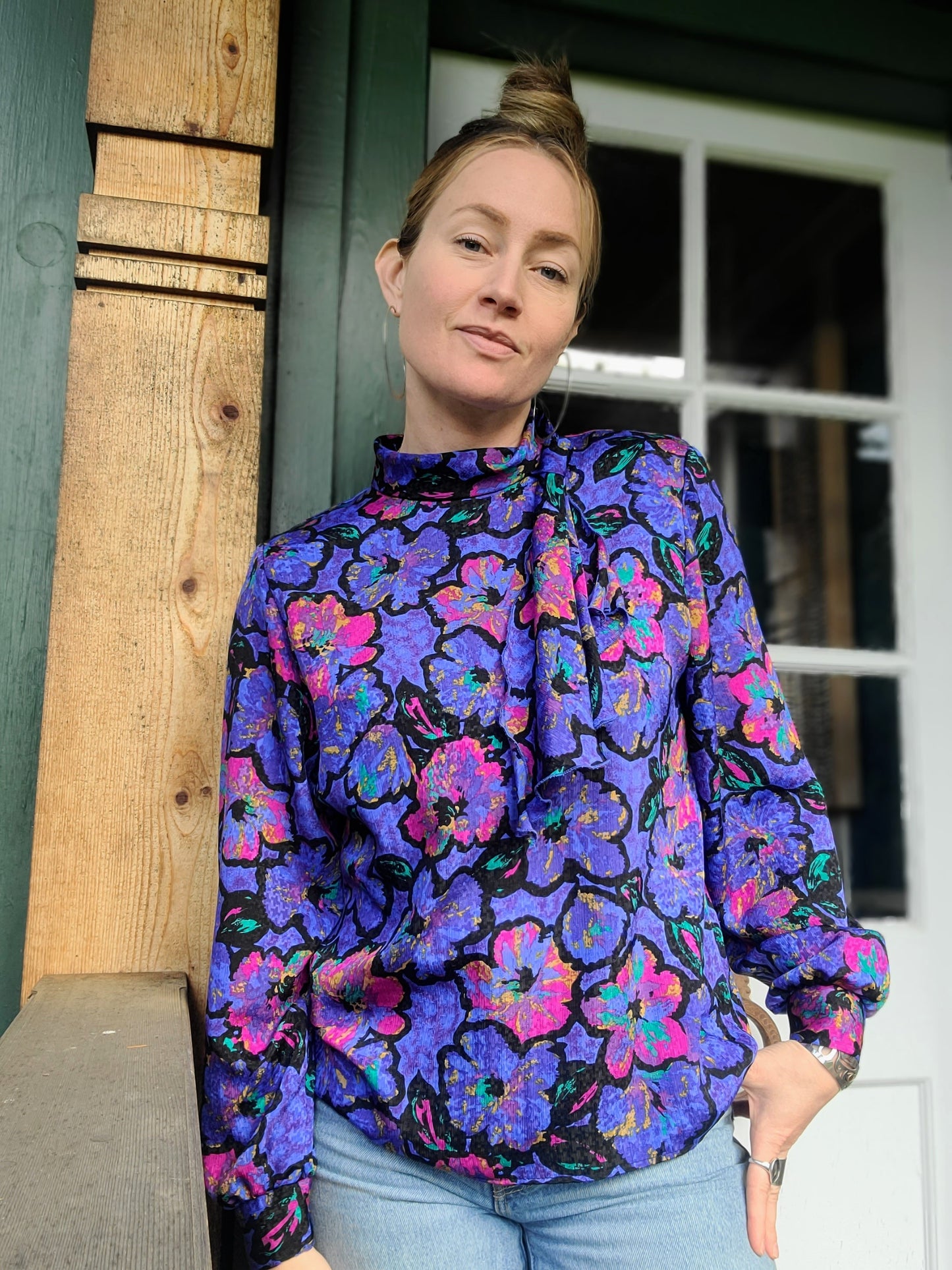 The Dalila Vintage Floral 1980s Blouse M