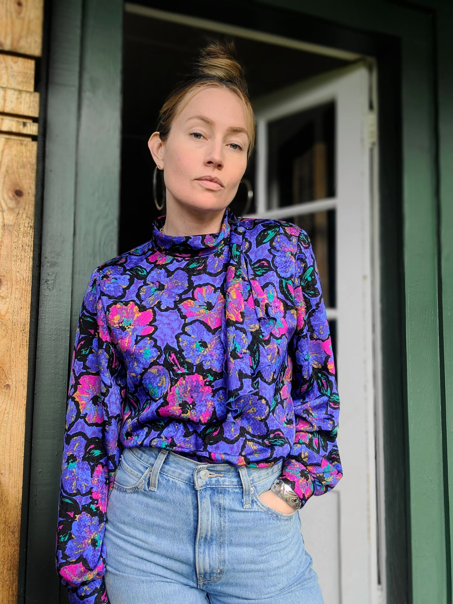 The Dalila Vintage Floral 1980s Blouse M