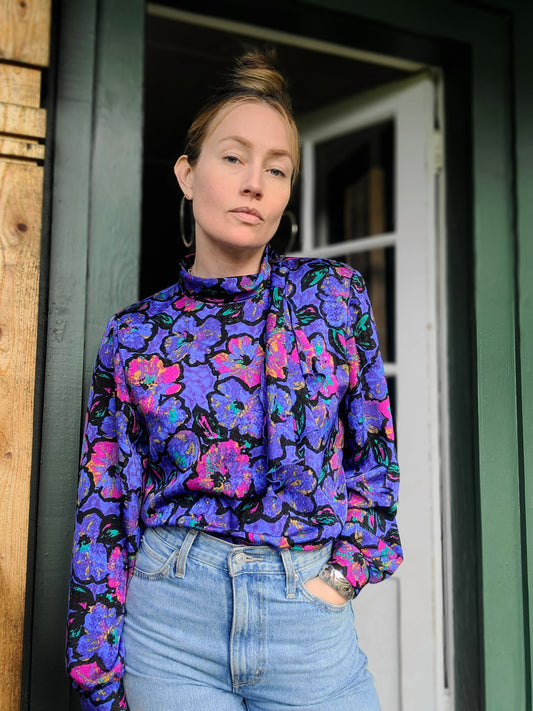 The Dalila Vintage Floral 1980s Blouse M