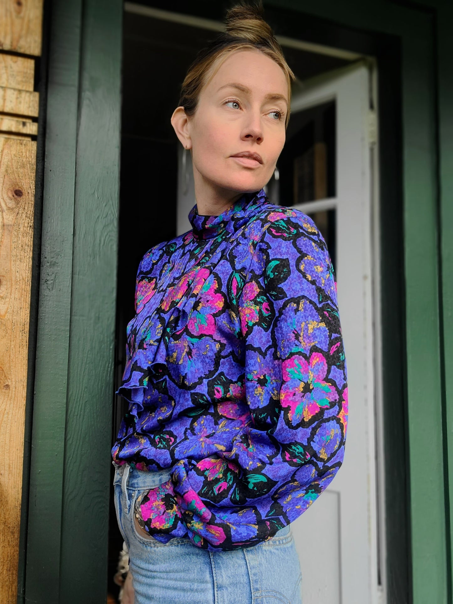 The Dalila Vintage Floral 1980s Blouse M