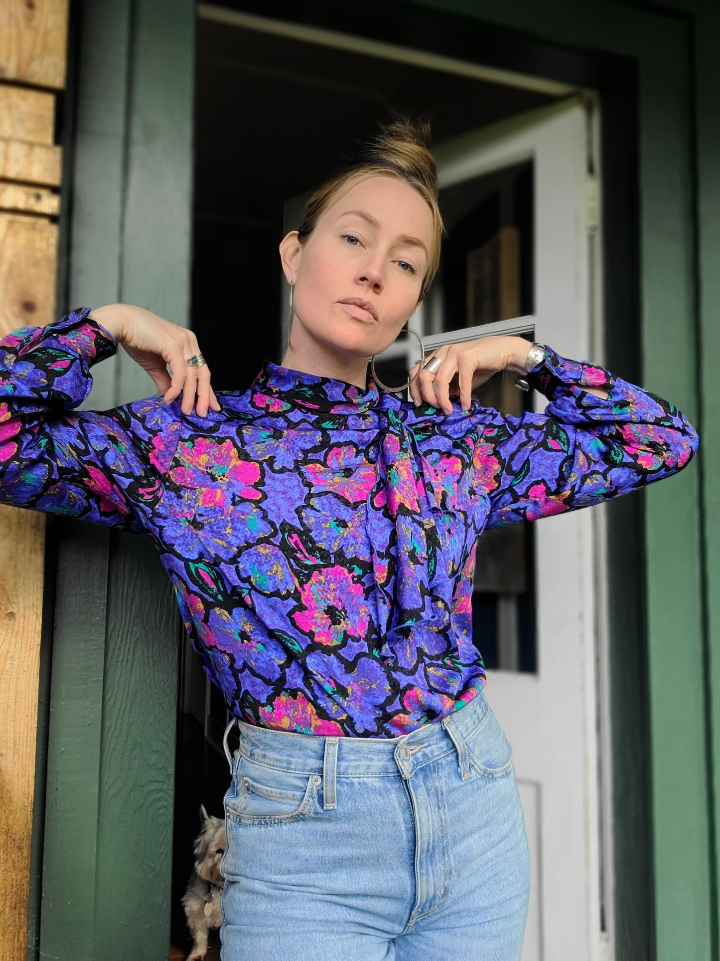 The Dalila Vintage Floral 1980s Blouse M