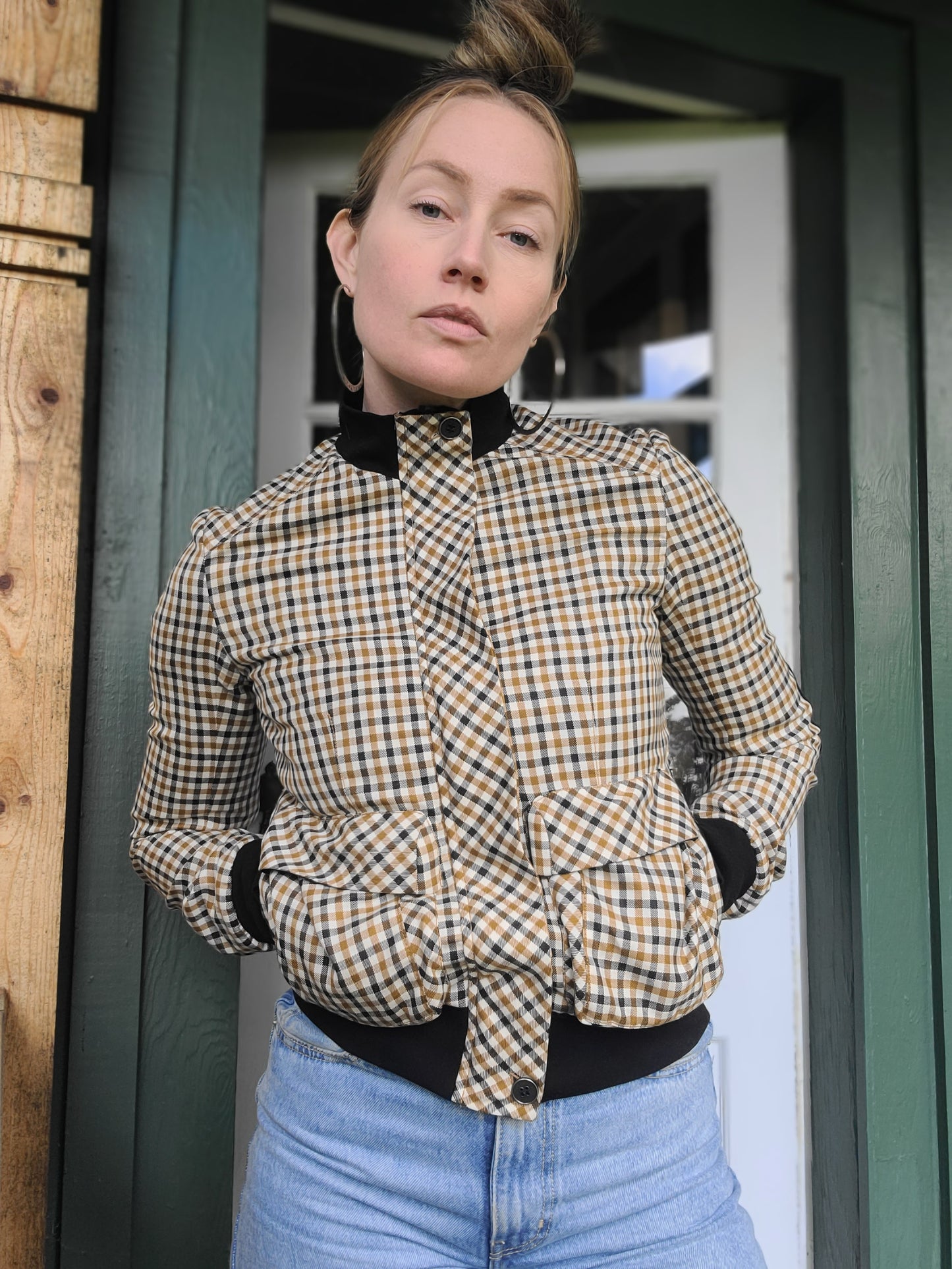 L.A.M.B. Wool + Silk Plaid Bomber Jacket S-M