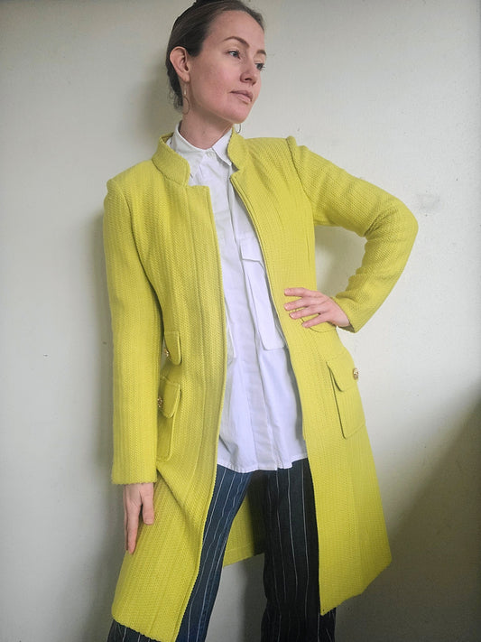 The Citron Sunrise Wool + Silk Zip Up Cardigan Sweater by St. John M