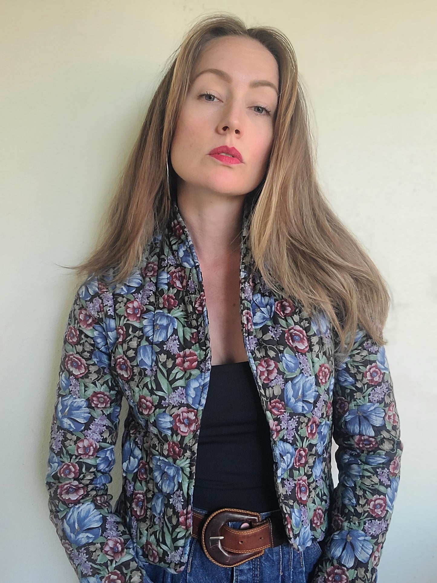 The Rhiannon Vintage 80s Quilted Floral Babydoll Blazer XS-S
