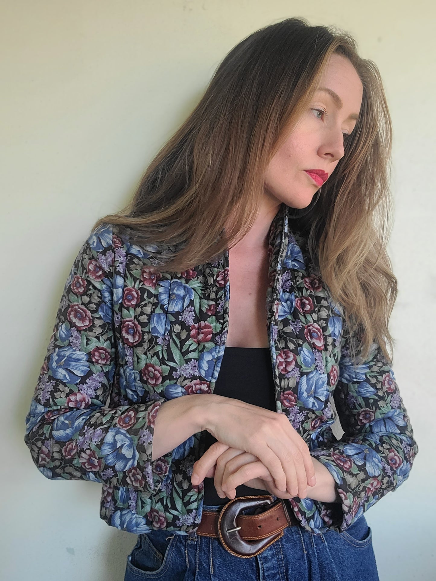 The Rhiannon Vintage 80s Quilted Floral Babydoll Blazer XS-S