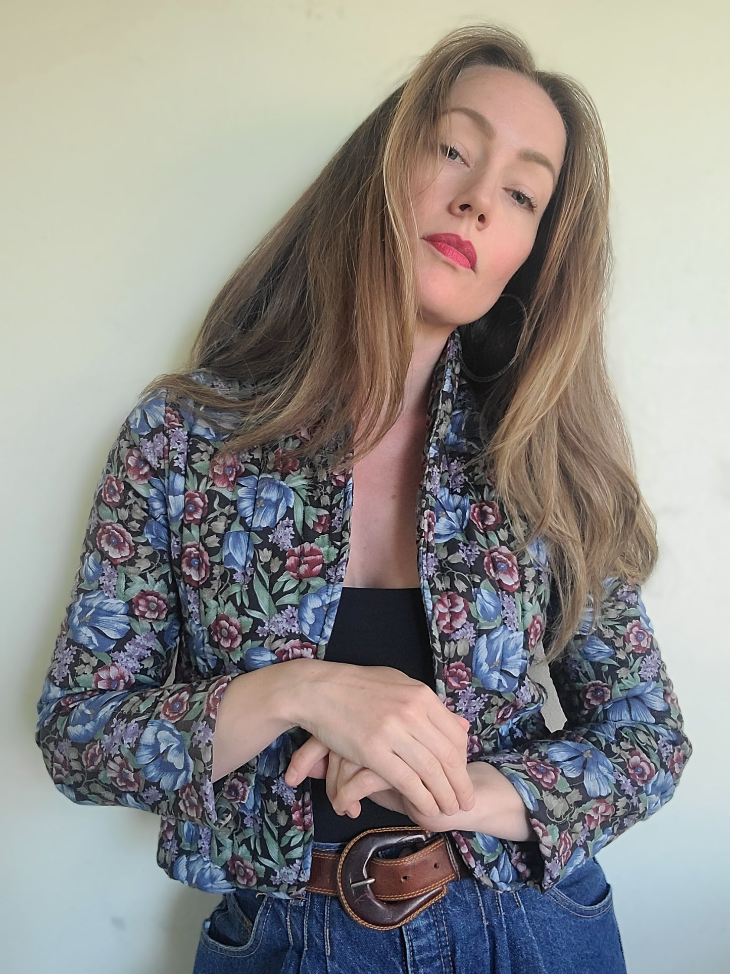 The Rhiannon Vintage 80s Quilted Floral Babydoll Blazer XS-S