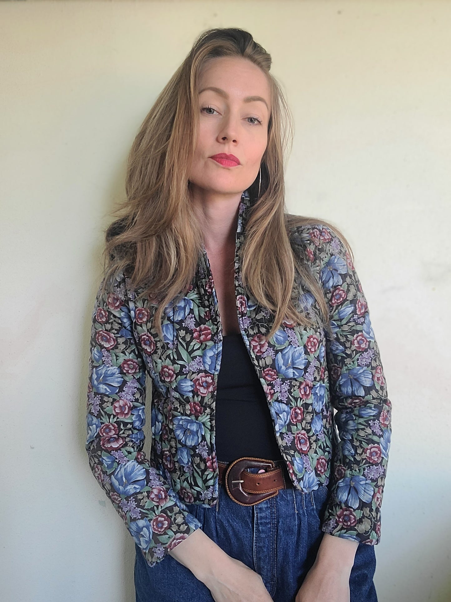 The Rhiannon Vintage 80s Quilted Floral Babydoll Blazer XS-S