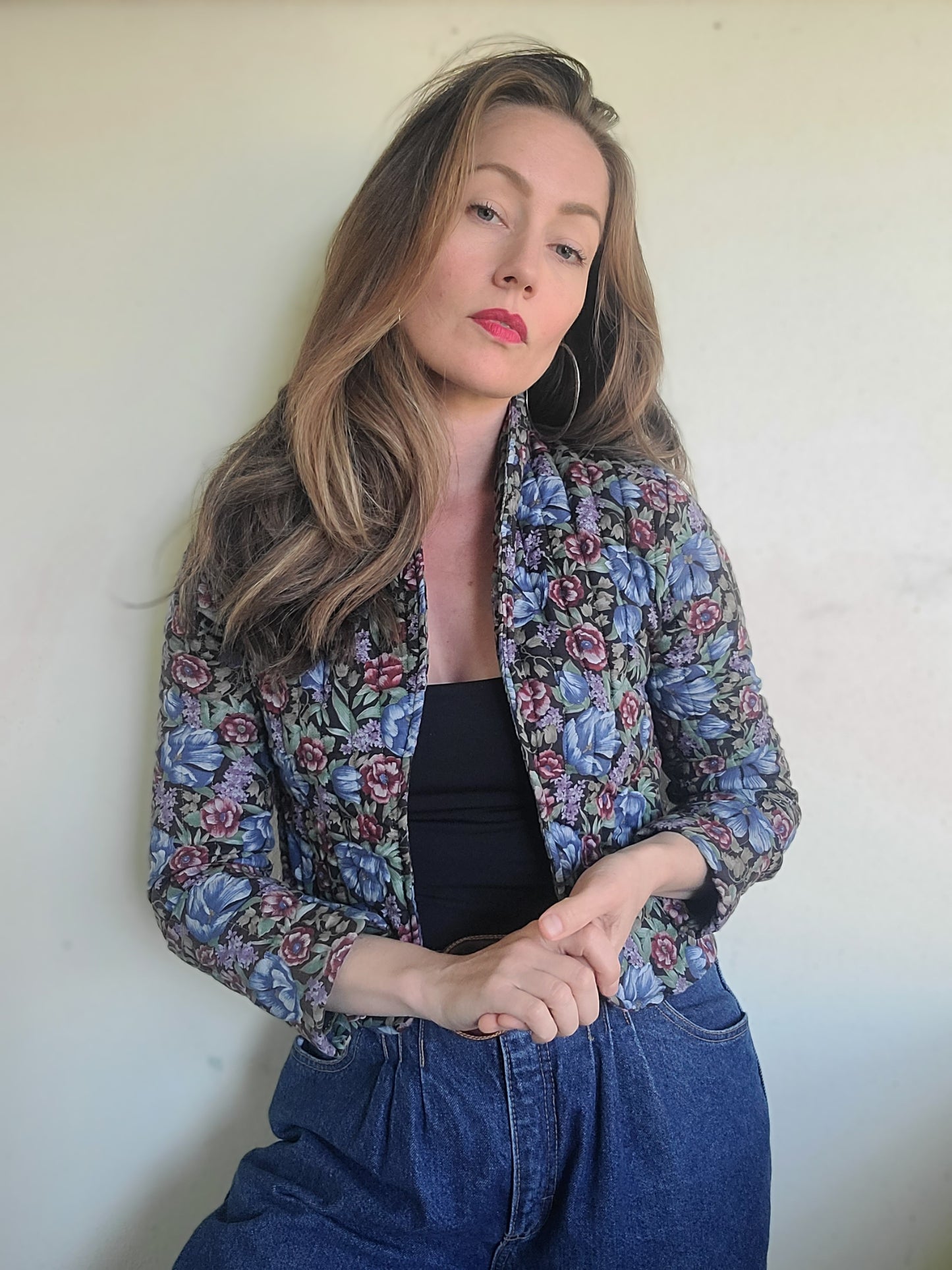 The Rhiannon Vintage 80s Quilted Floral Babydoll Blazer XS-S