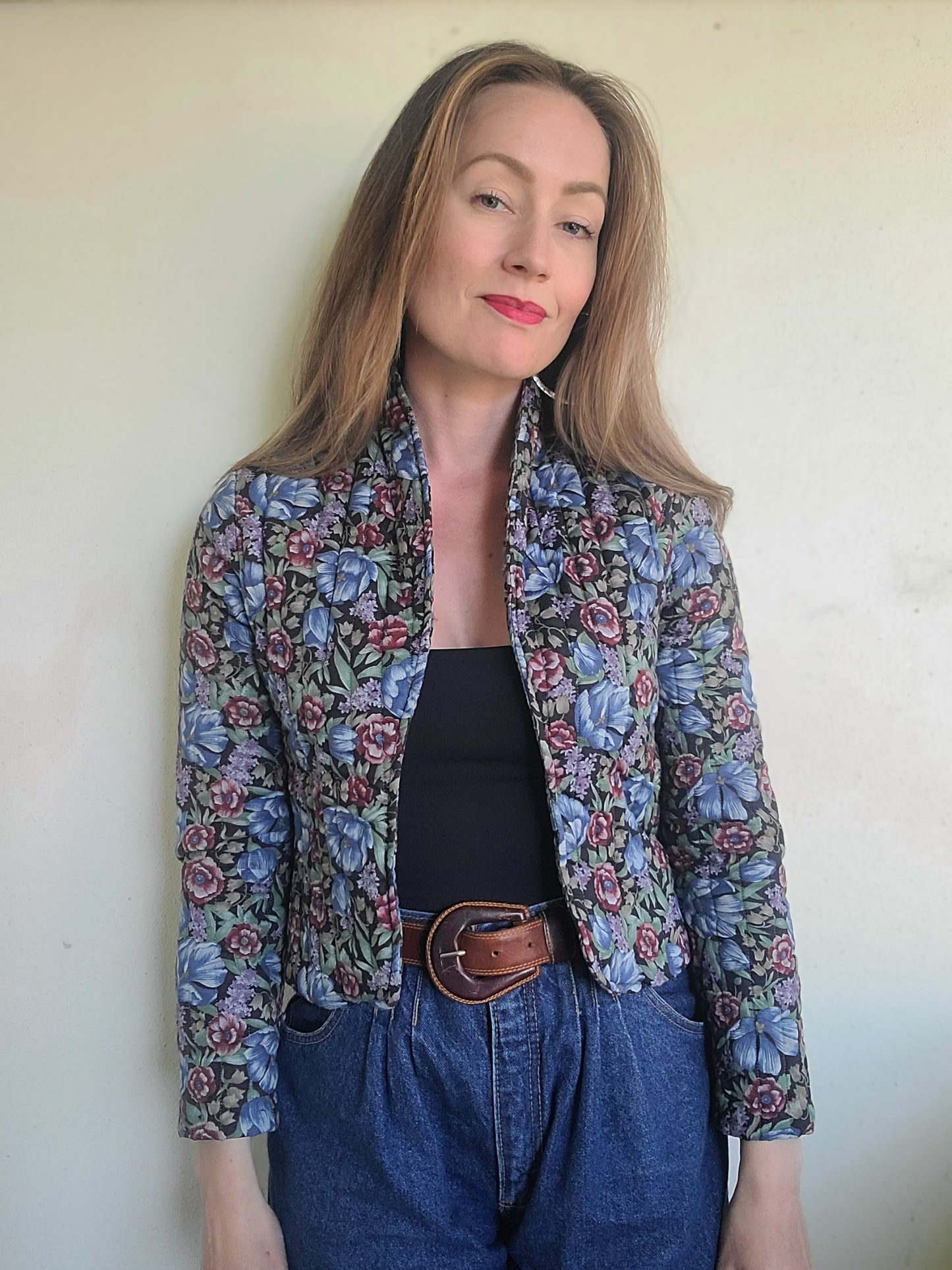 The Rhiannon Vintage 80s Quilted Floral Babydoll Blazer XS-S