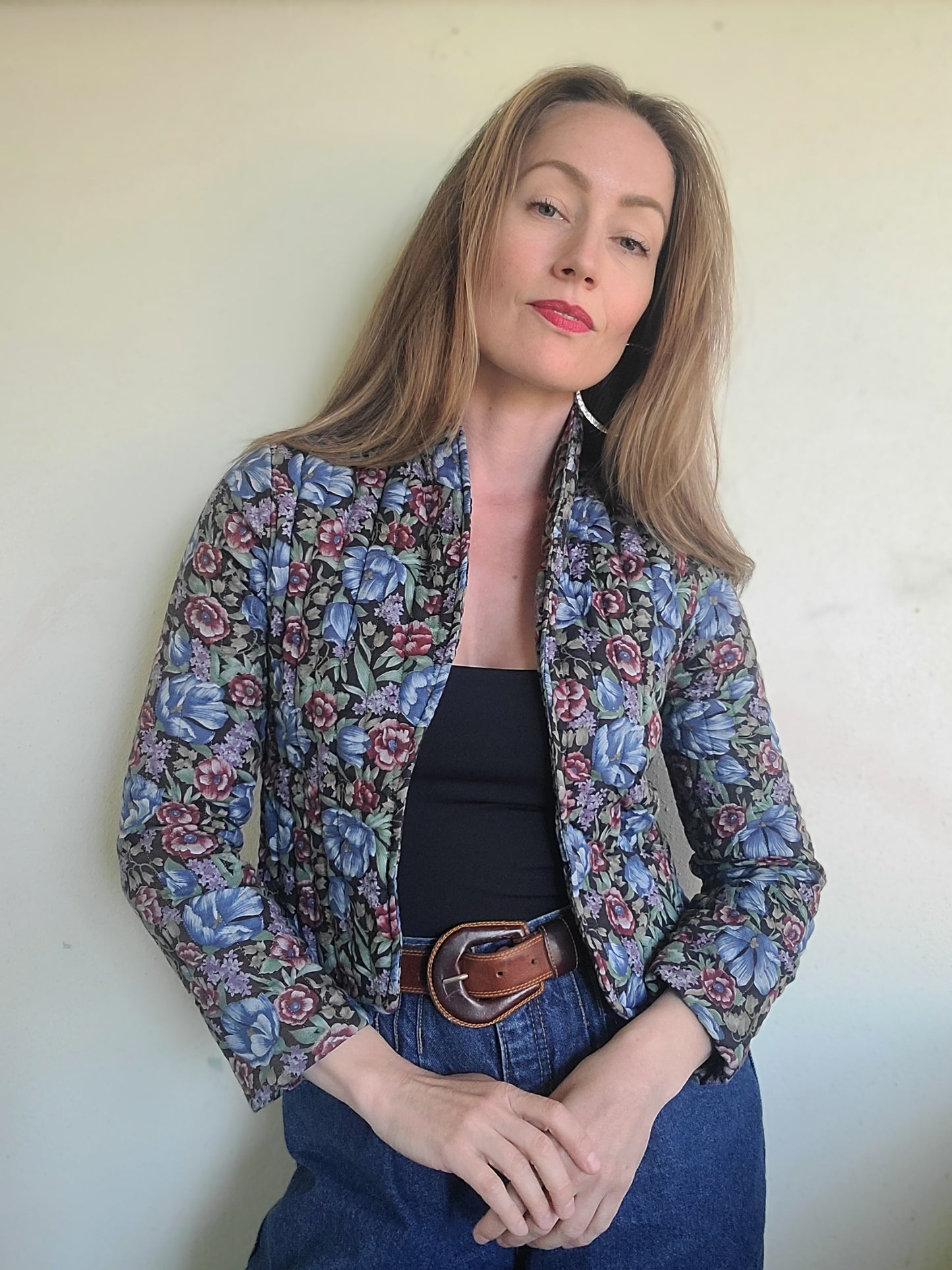 The Rhiannon Vintage 80s Quilted Floral Babydoll Blazer XS-S