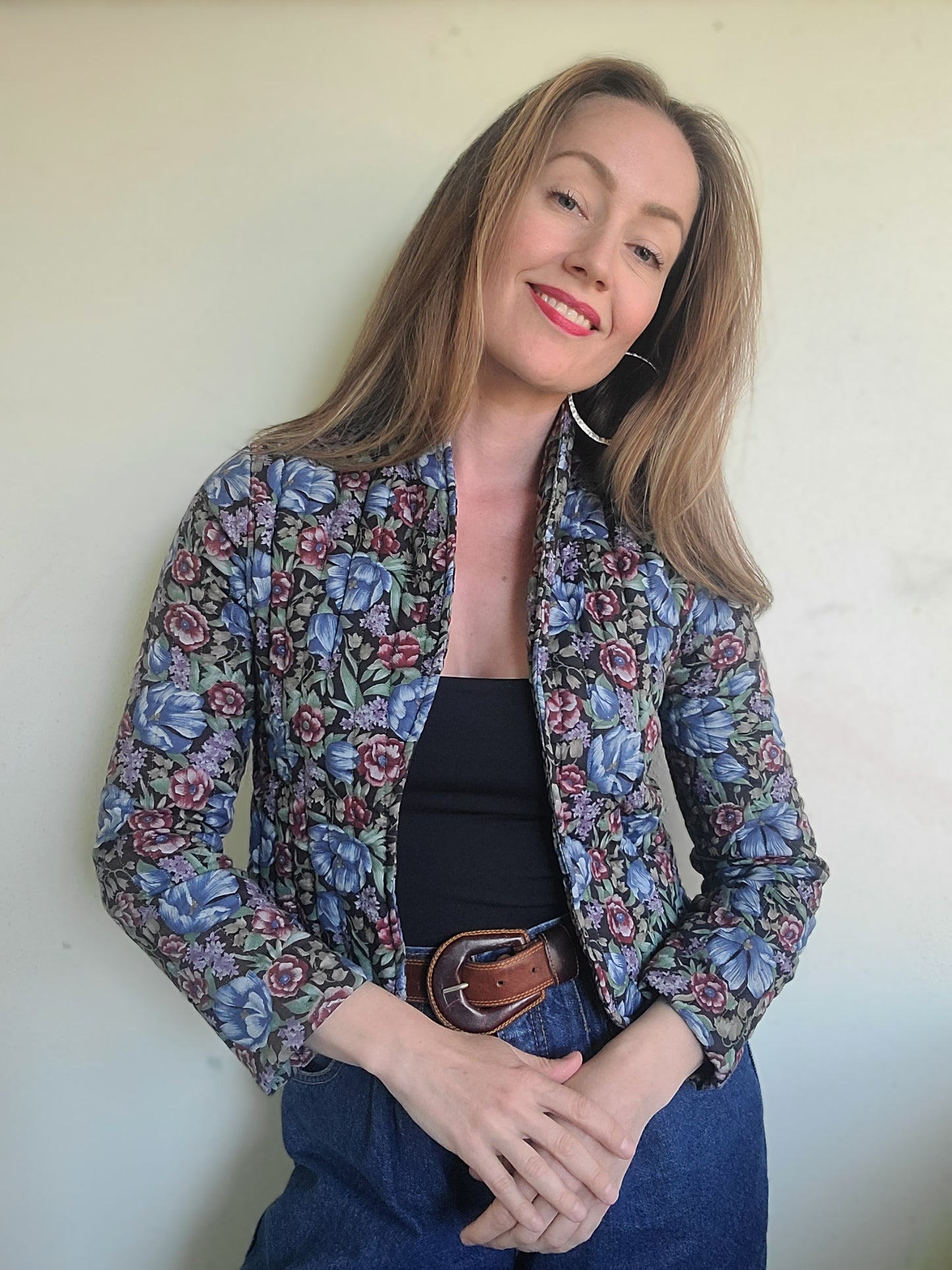 The Rhiannon Vintage 80s Quilted Floral Babydoll Blazer XS-S