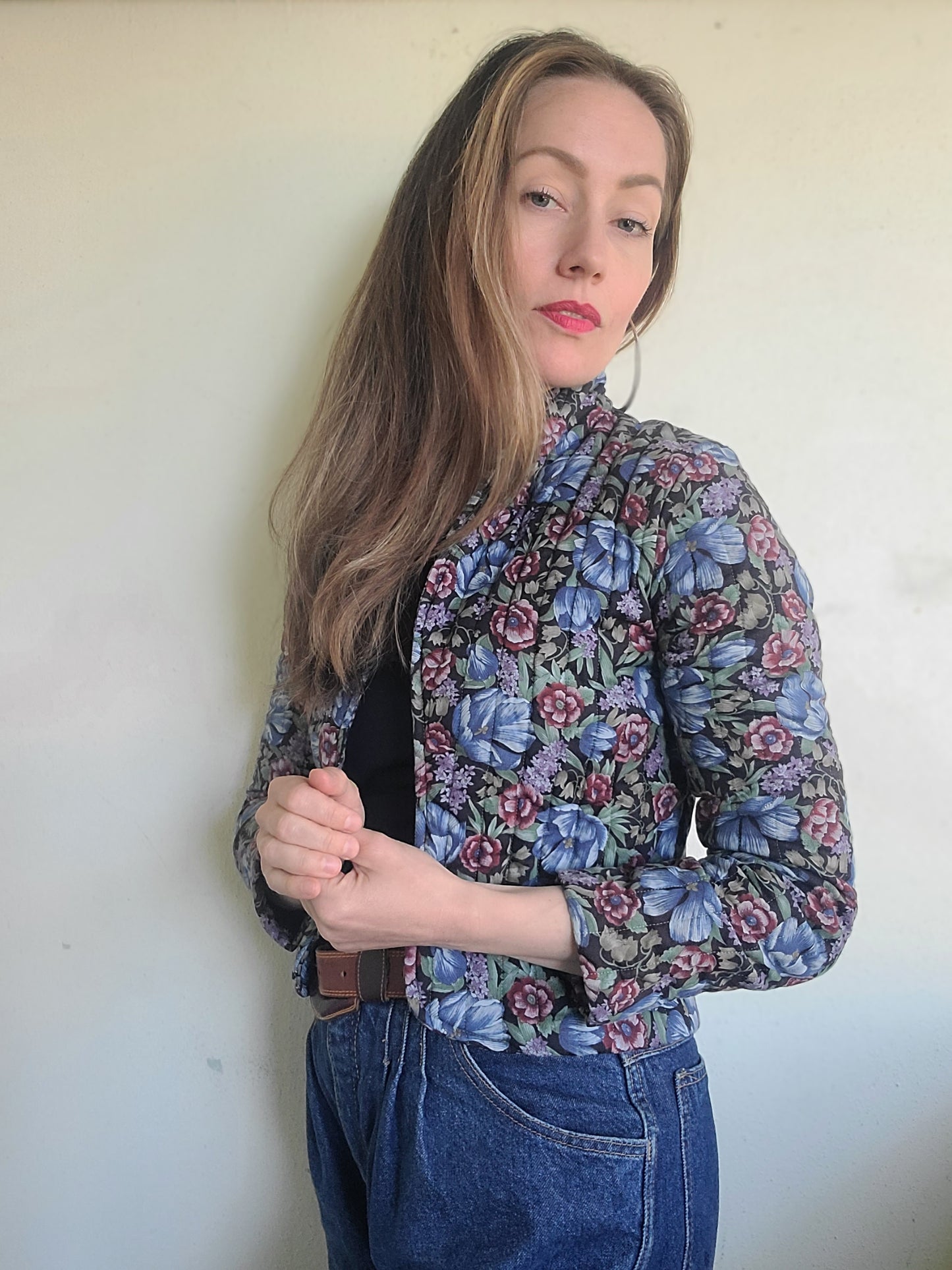 The Rhiannon Vintage 80s Quilted Floral Babydoll Blazer XS-S