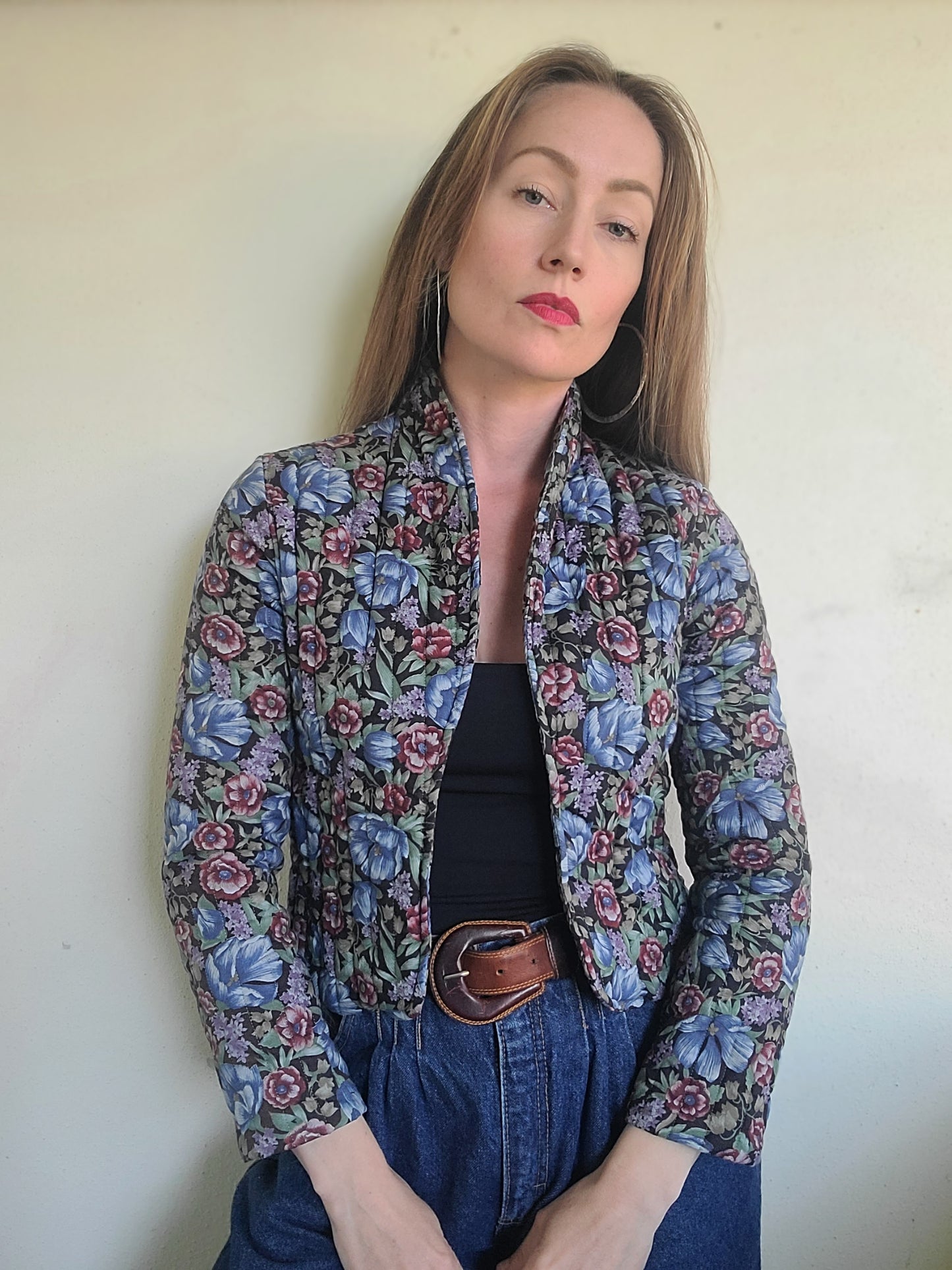 The Rhiannon Vintage 80s Quilted Floral Babydoll Blazer XS-S