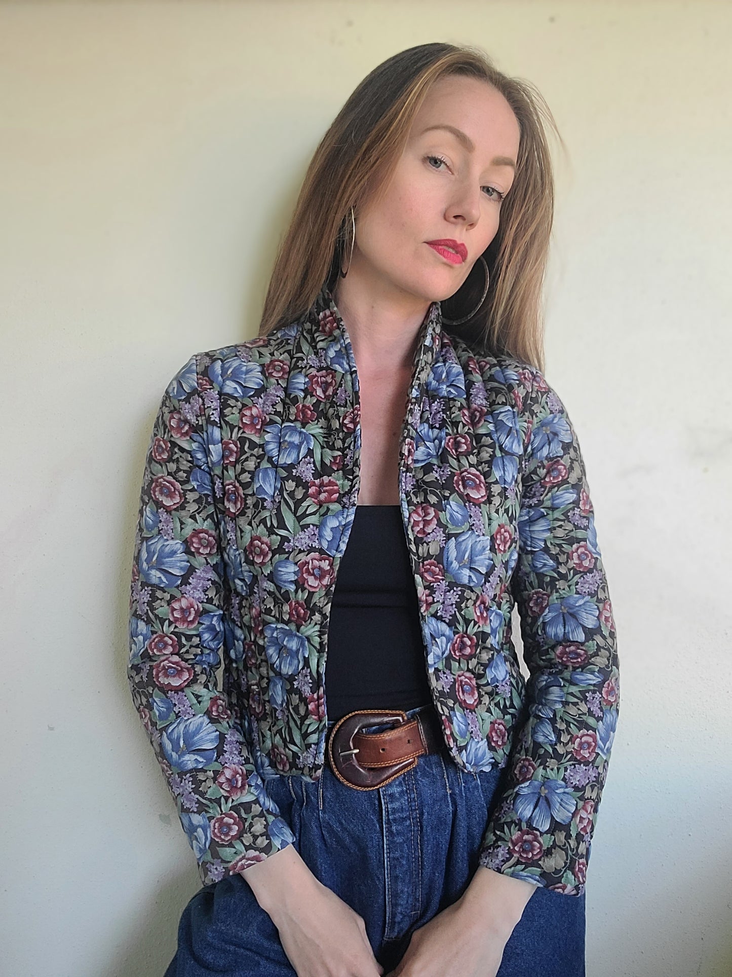 The Rhiannon Vintage 80s Quilted Floral Babydoll Blazer XS-S