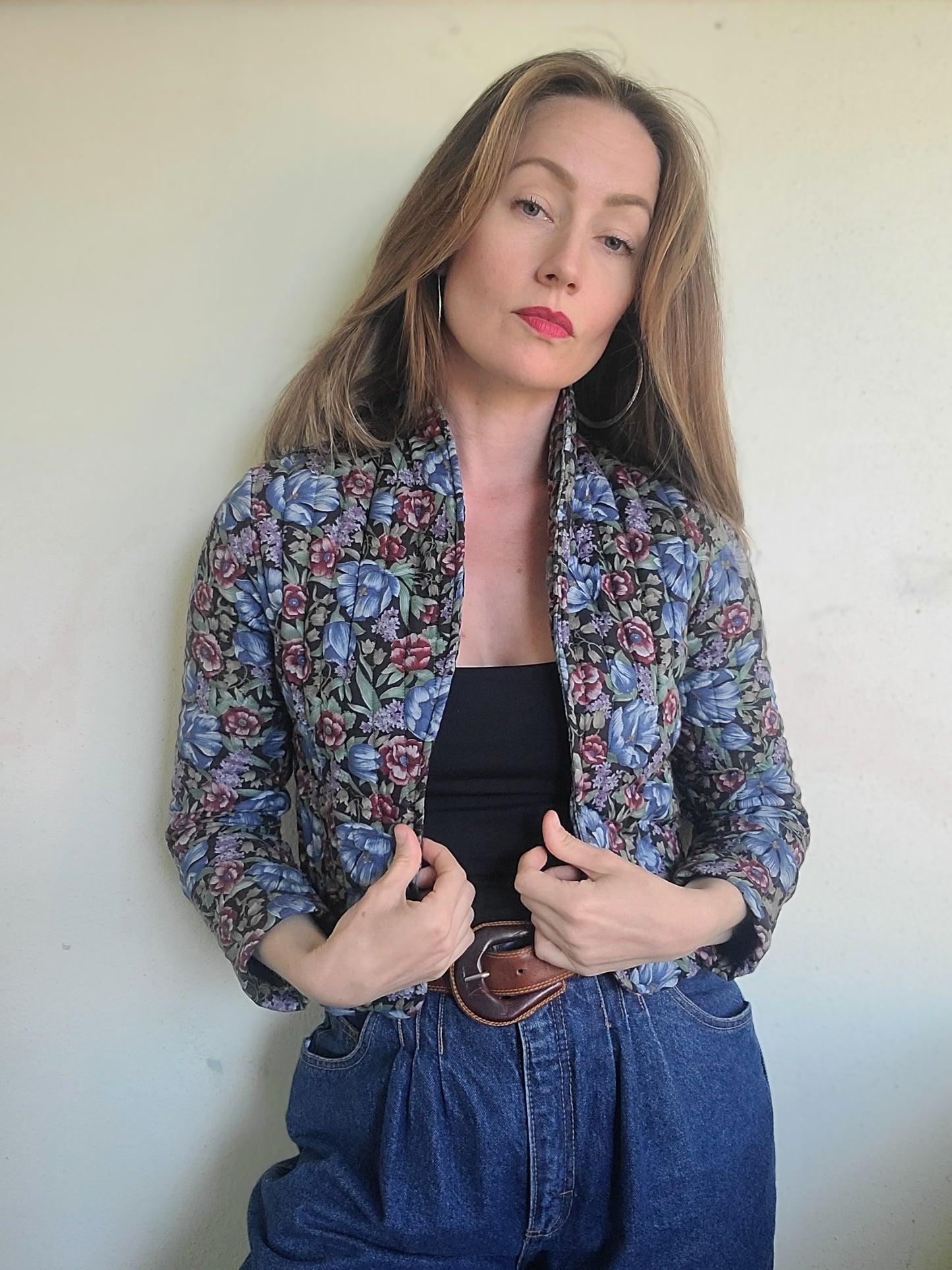 The Rhiannon Vintage 80s Quilted Floral Babydoll Blazer XS-S