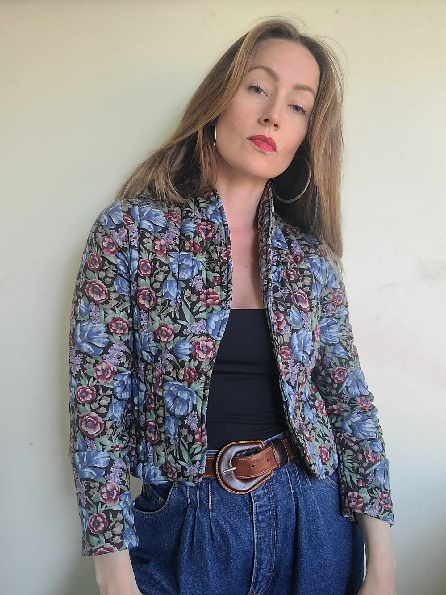 The Rhiannon Vintage 80s Quilted Floral Babydoll Blazer XS-S