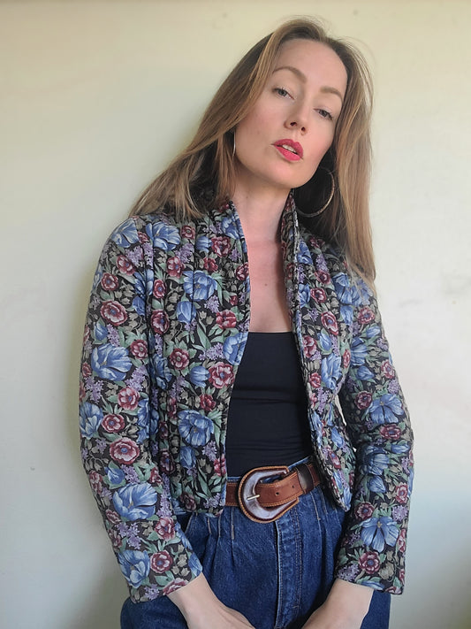 The Rhiannon Vintage 80s Quilted Floral Babydoll Blazer XS-S