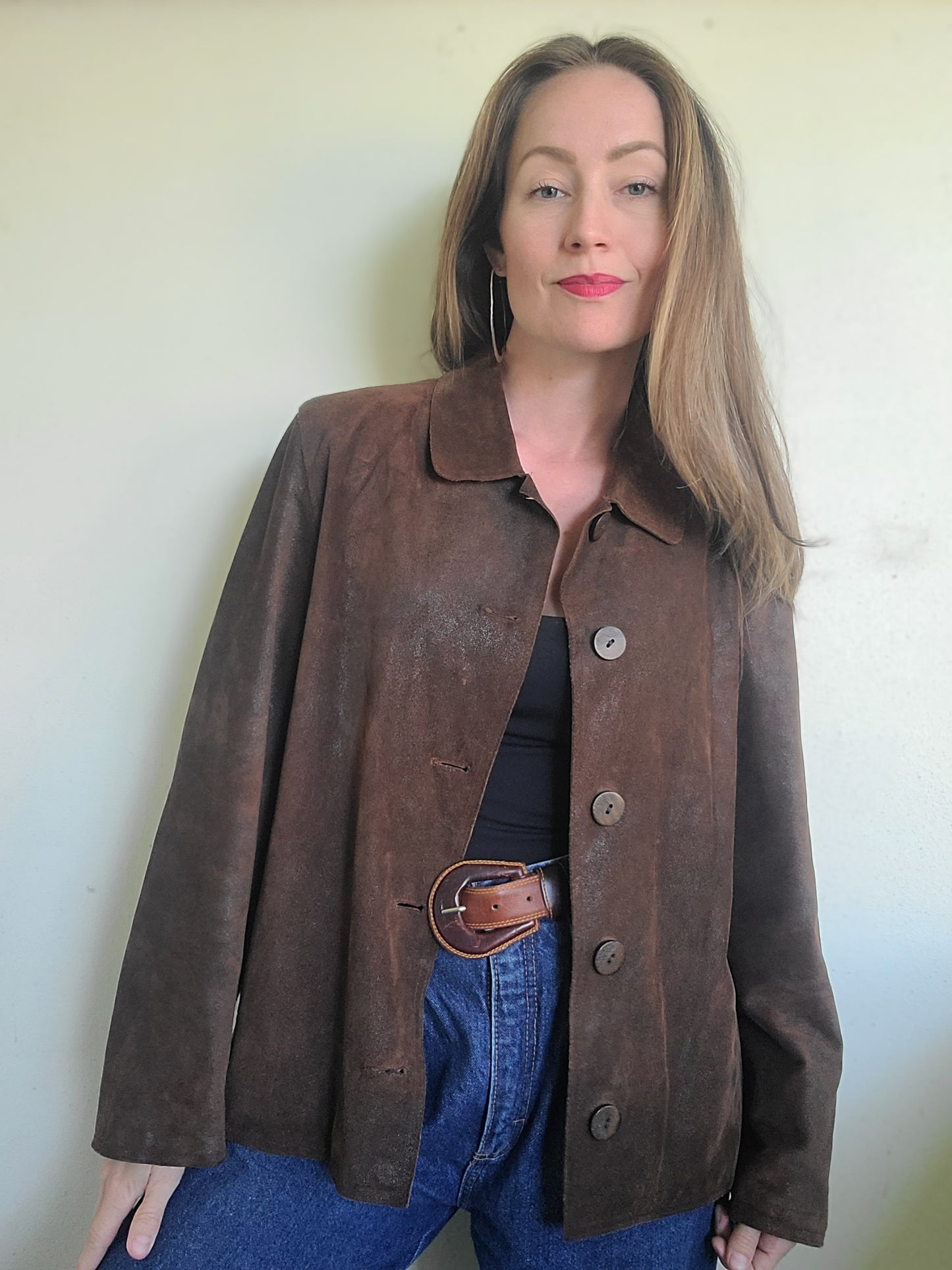 The Petra Preloved Oiled Suede Jacket by J Jill M
