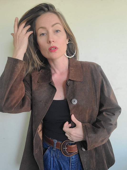 The Petra Preloved Oiled Suede Jacket by J Jill M