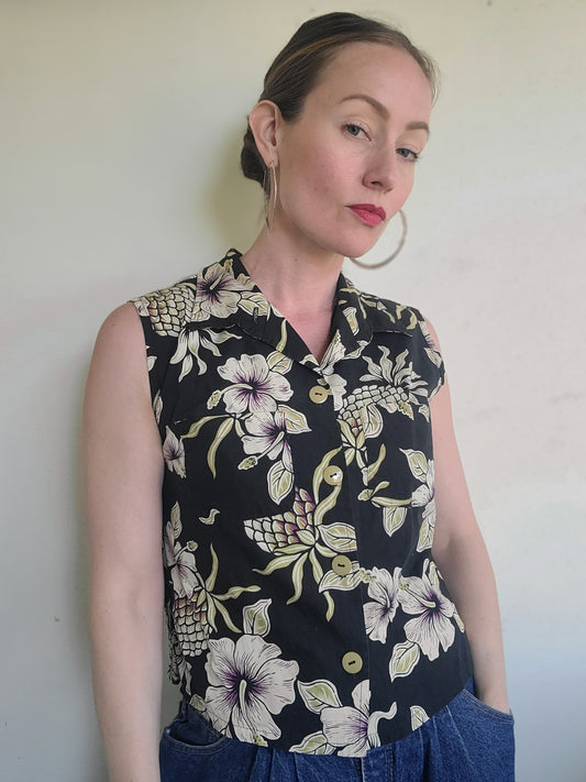 The Going Hawaiian Reworked Vintage Summer Crop Made In USA M