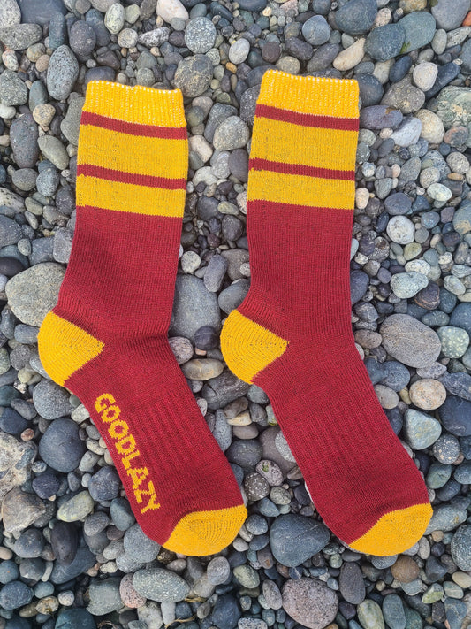 The GoodLazy Merino Wool Low Crew Sock - Ketchup and Mustard