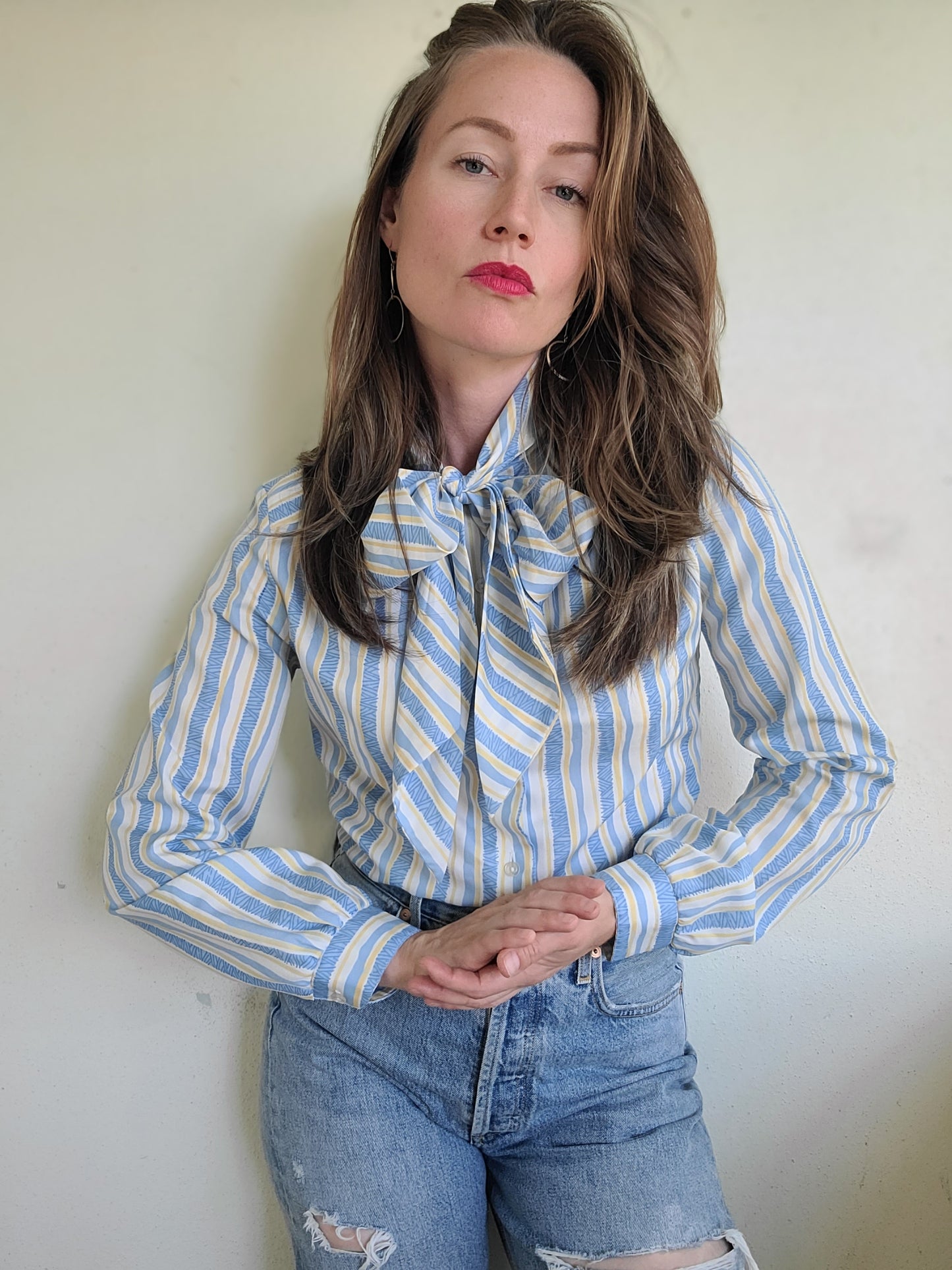 The Anne Vintage 70s Ascot Tie Blouse S