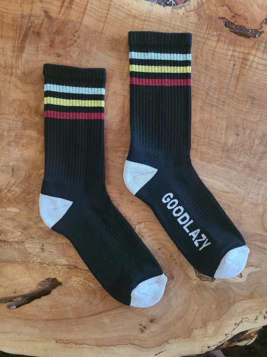 The GoodLazy Retro Athletic Organic Cotton Crew Sock - Black