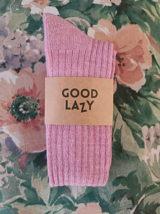 The Bethany Tall Ribbed Slouch Sock - Powder Pink