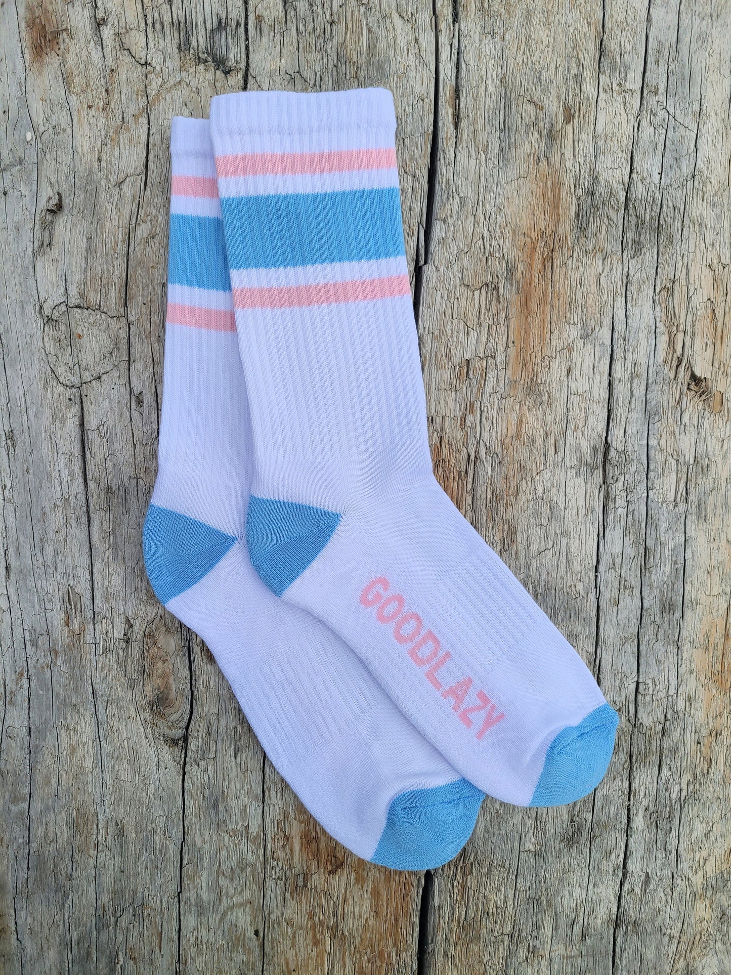 The GoodLazy Athletic Retro Organic Cotton Crew Sock - White