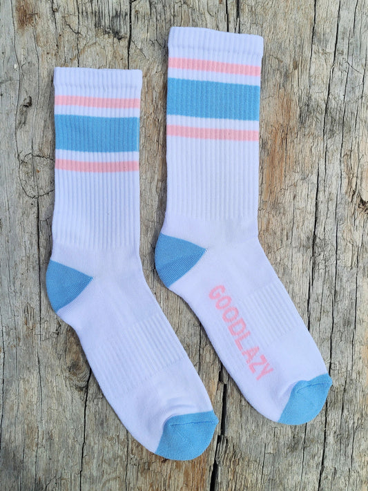 The GoodLazy Athletic Retro Organic Cotton Crew Sock - White