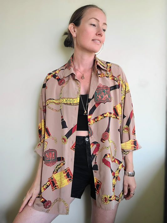 The Regina Vintage 90s Baroque Button Down XL
