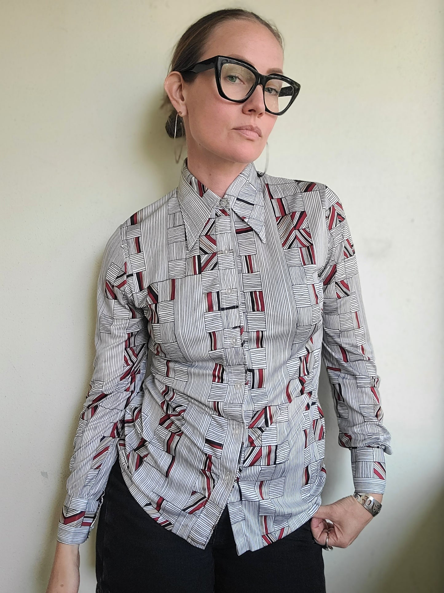 The Mondrian Vintage 70s Dagger Collar Blouse S/M