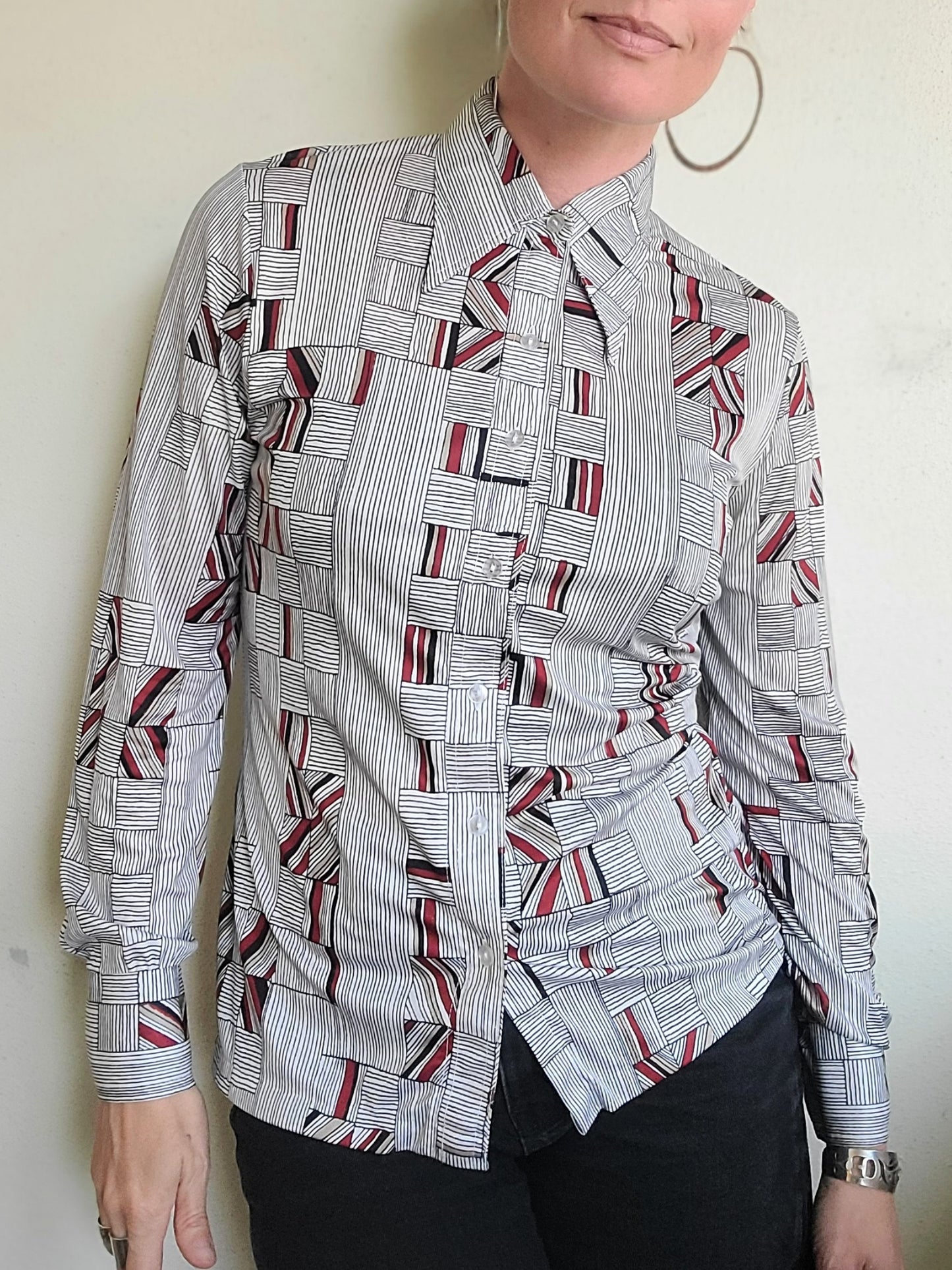 The Mondrian Vintage 70s Dagger Collar Blouse S/M