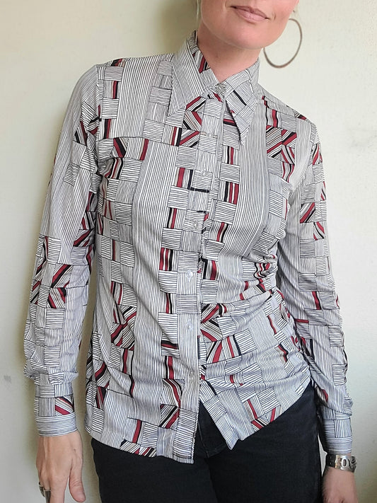 The Mondrian Vintage 70s Dagger Collar Blouse S/M