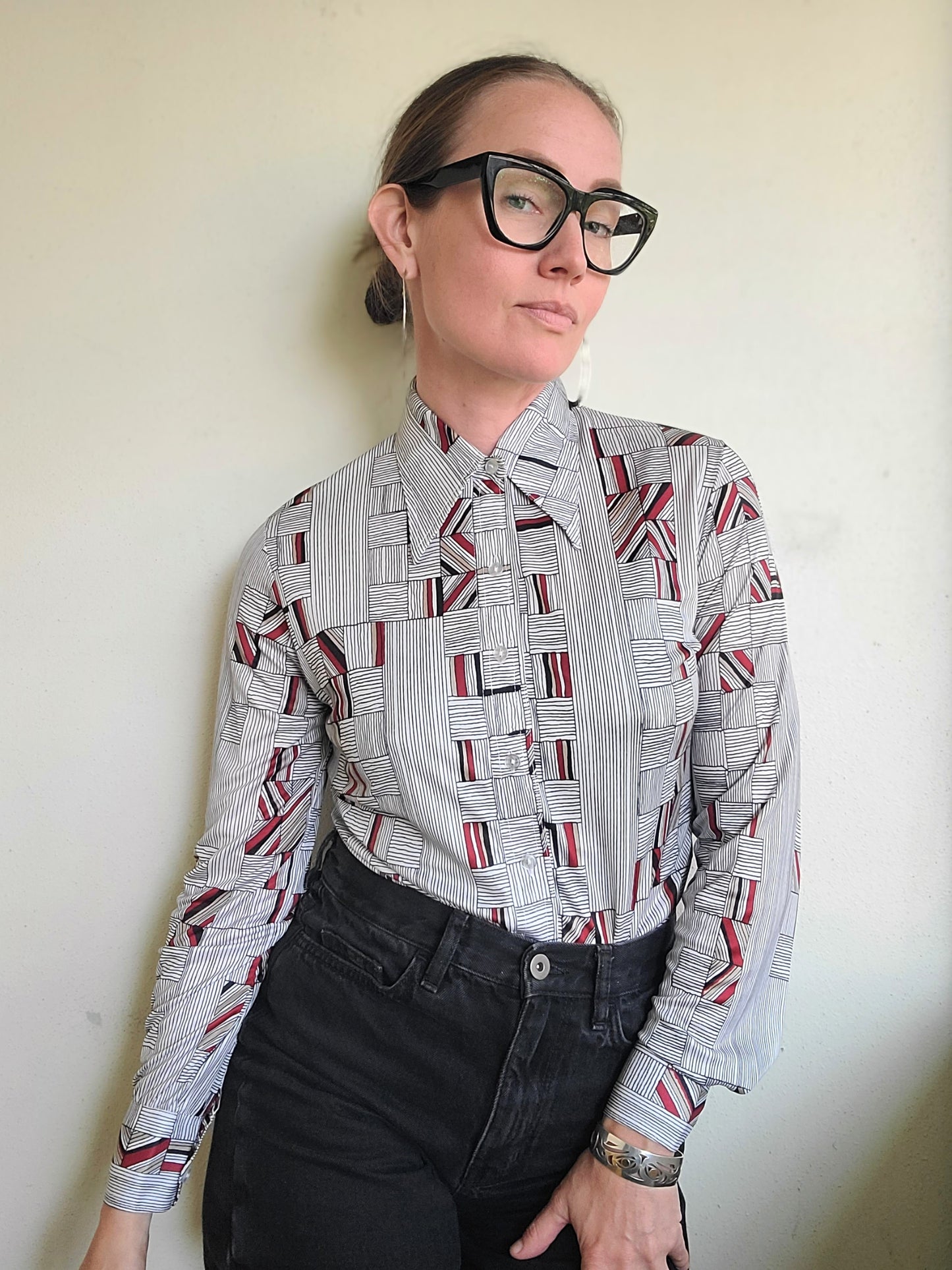 The Mondrian Vintage 70s Dagger Collar Blouse S/M