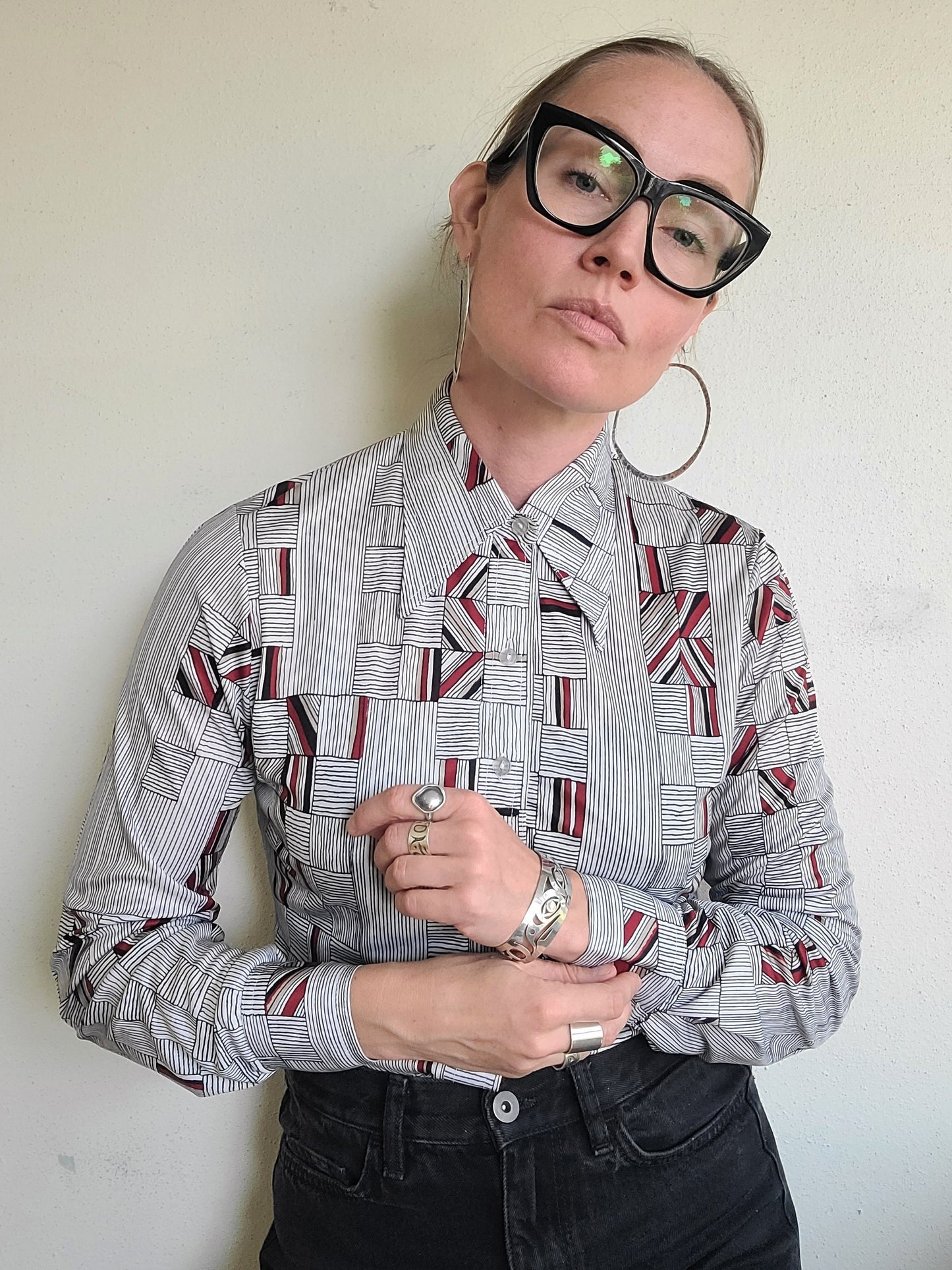 The Mondrian Vintage 70s Dagger Collar Blouse S/M