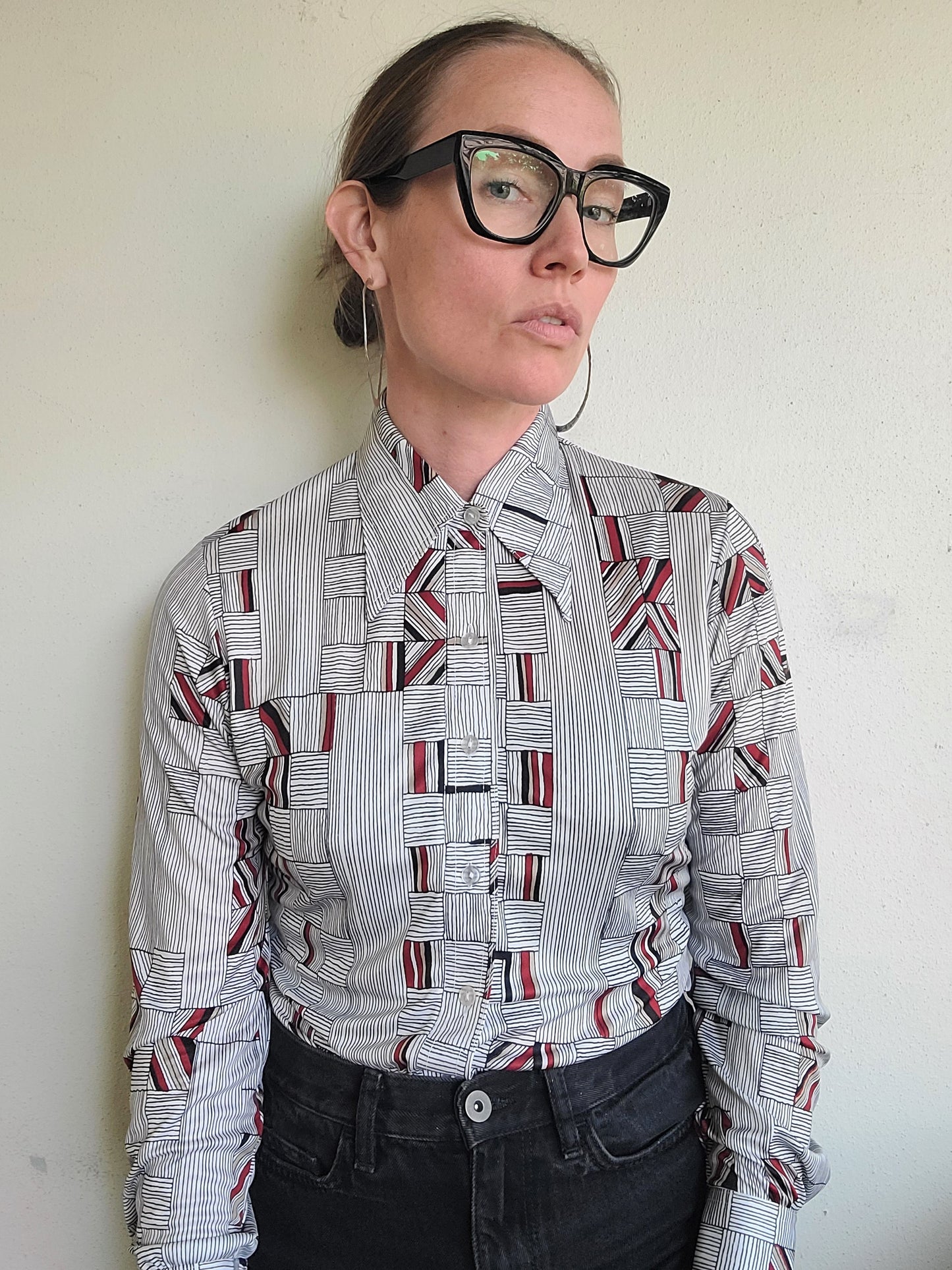 The Mondrian Vintage 70s Dagger Collar Blouse S/M