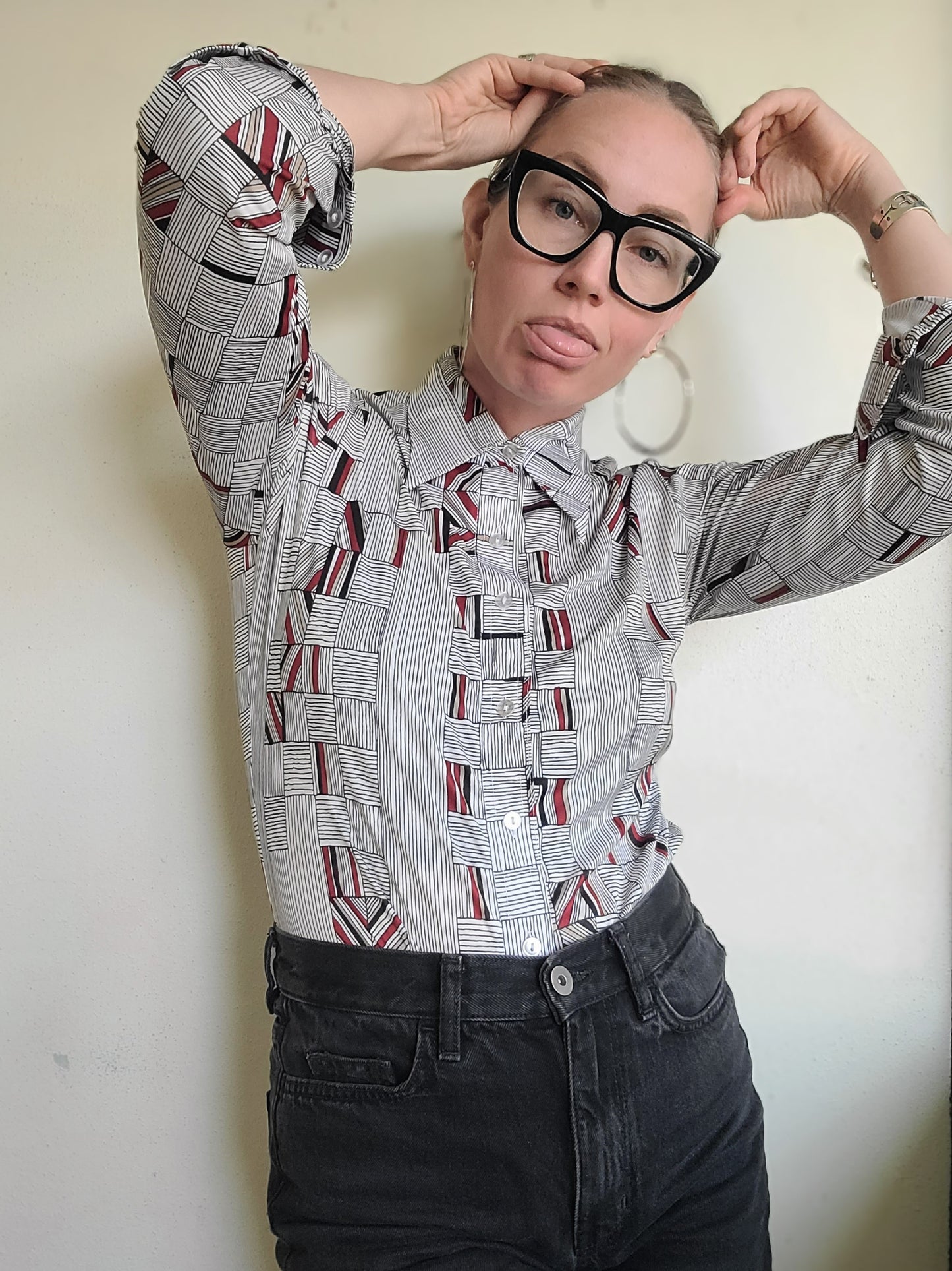 The Mondrian Vintage 70s Dagger Collar Blouse S/M