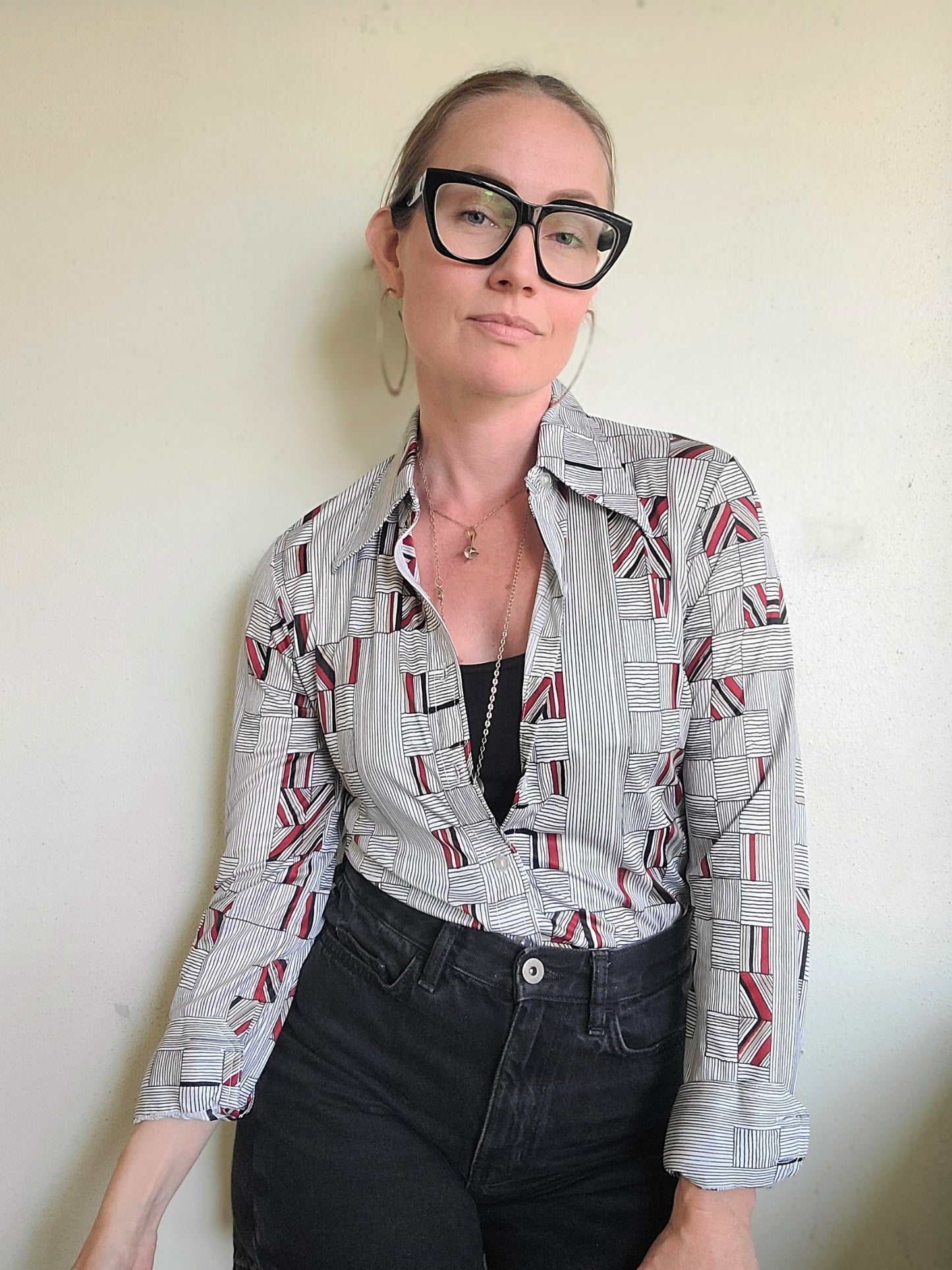 The Mondrian Vintage 70s Dagger Collar Blouse S/M