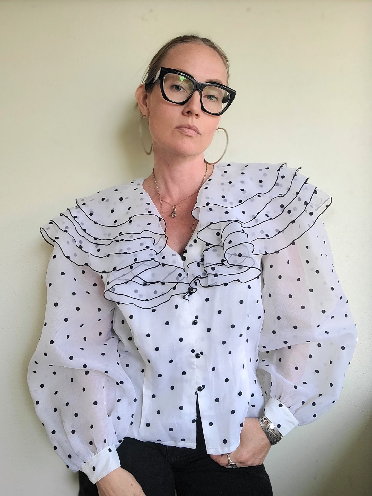 The Layer Cake Vintage 80s Polka Dot Blouse L