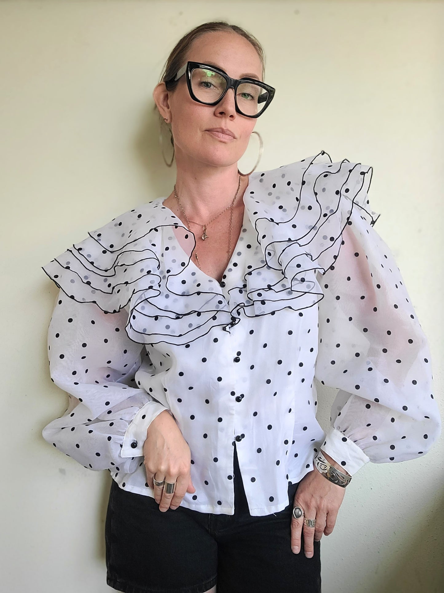 The Layer Cake Vintage 80s Polka Dot Blouse L
