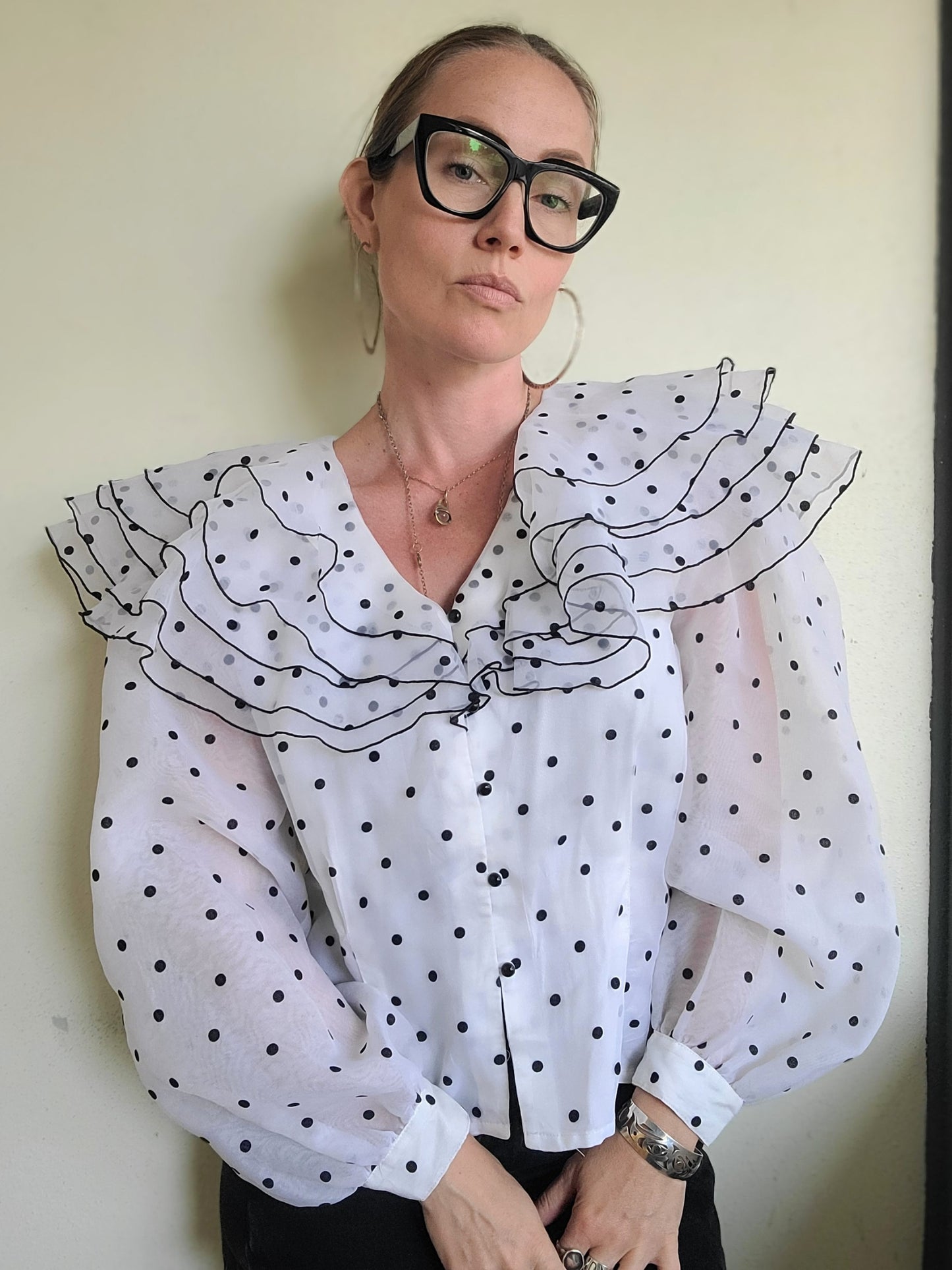 The Layer Cake Vintage 80s Polka Dot Blouse L