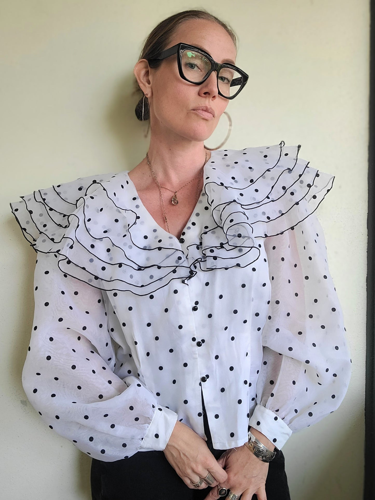 The Layer Cake Vintage 80s Polka Dot Blouse L
