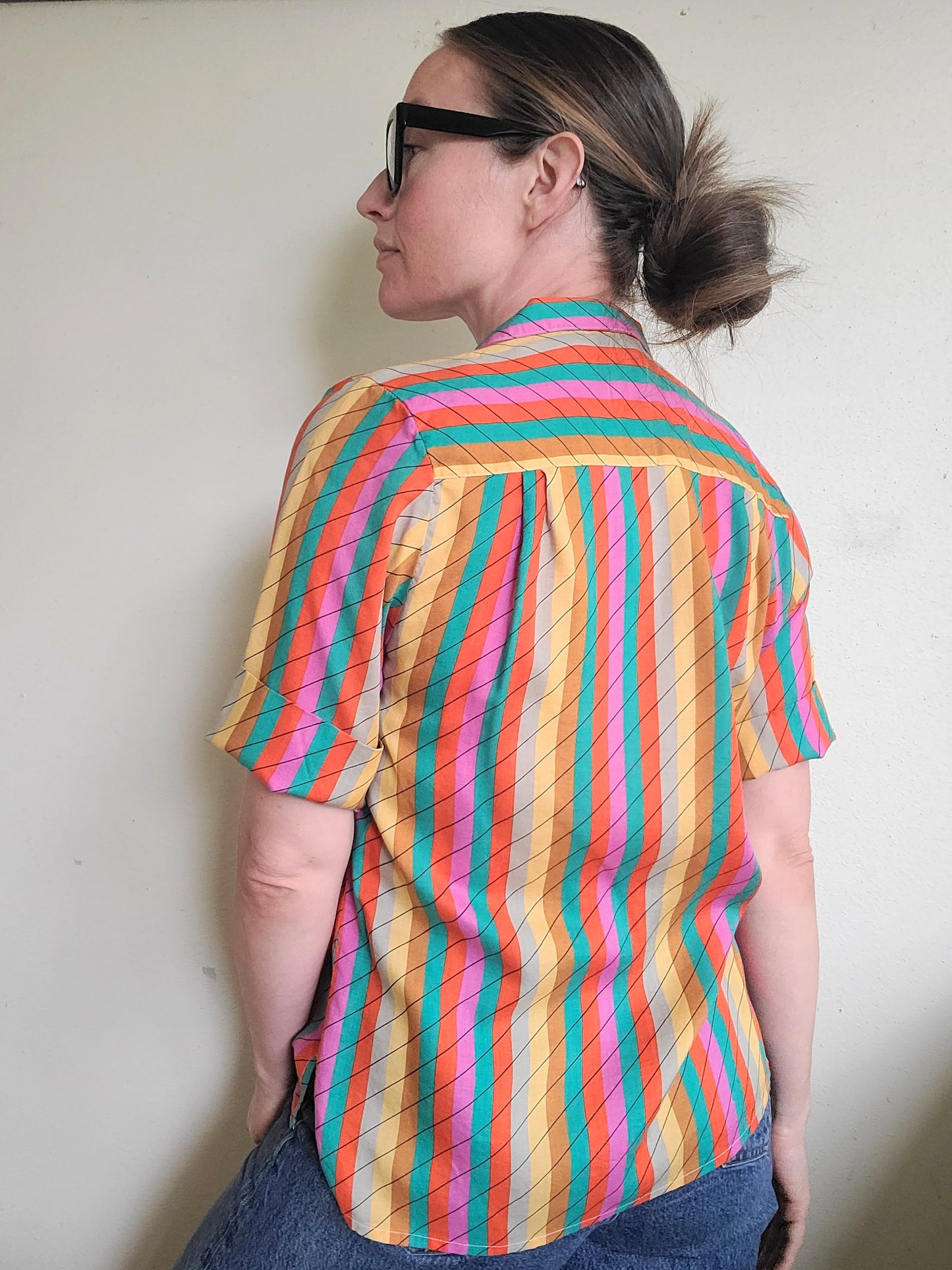 The Philippe Ronsard Rainbow Vintage 70s Blouse S/M