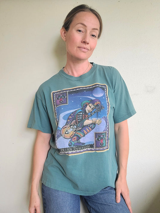 Vintage 90s Blues Traveler Tour 100% Cotton Made In USA T-Shirt